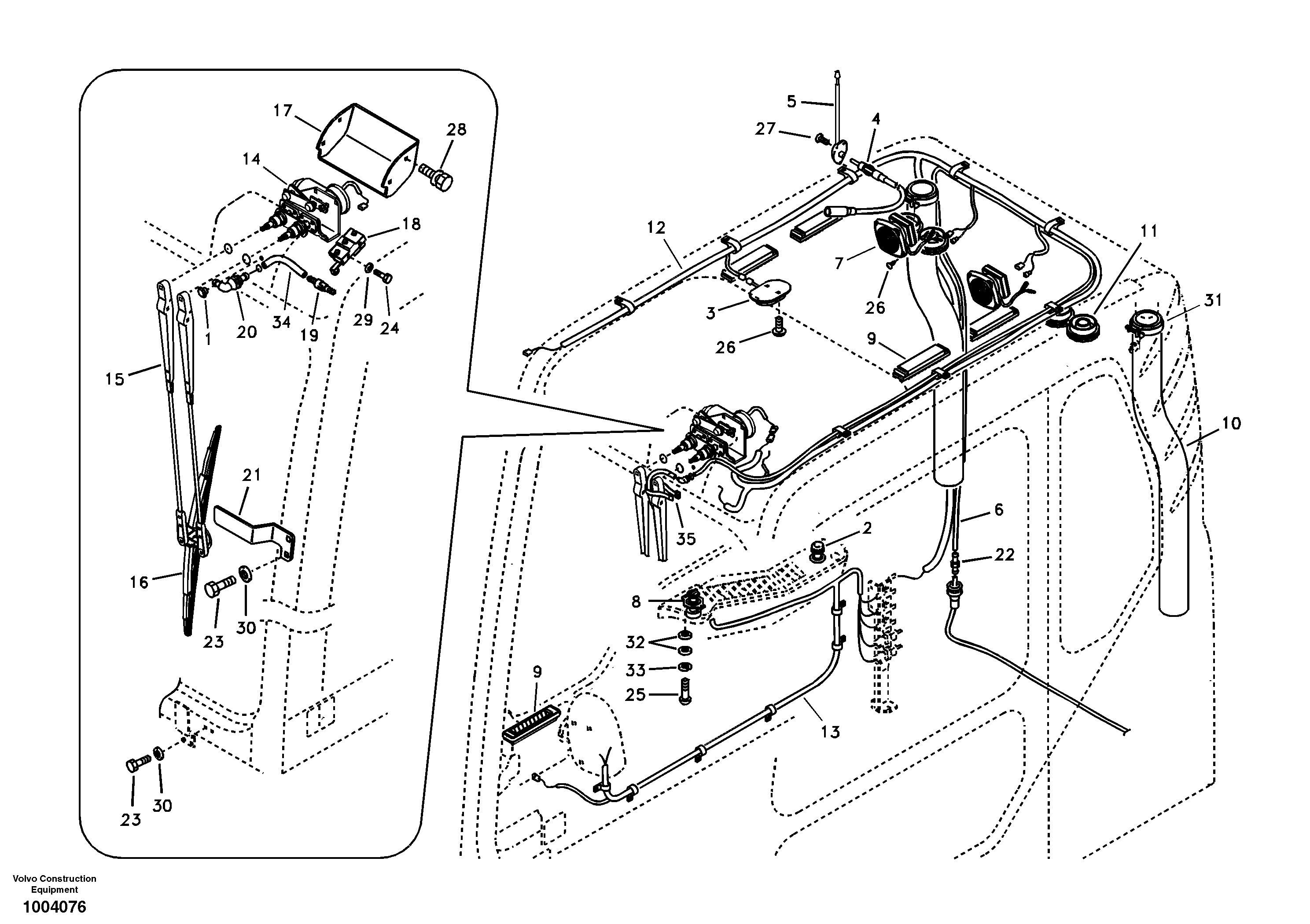 Схема запчастей Volvo EC135B SER NO 20001- - 44754 Cable harnesses, cab 