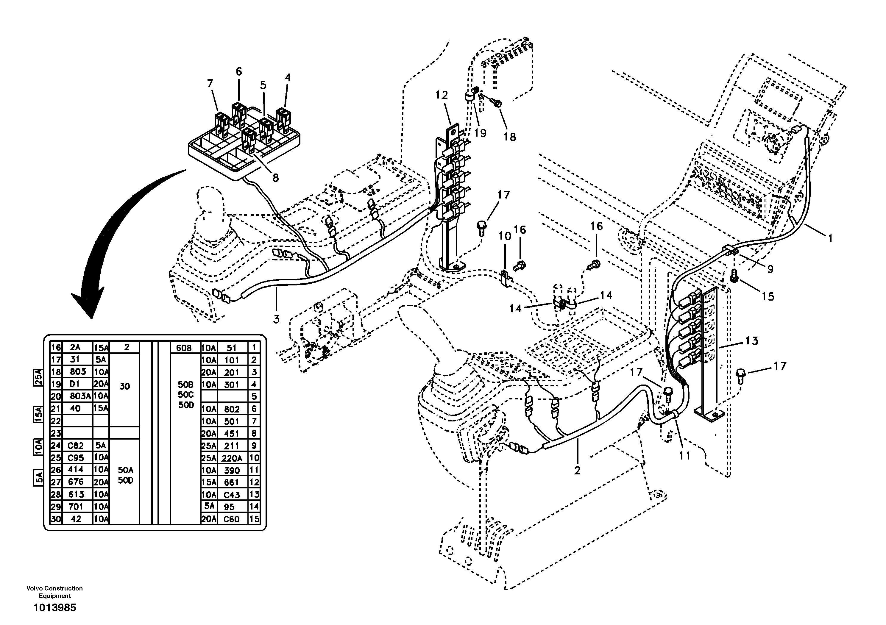 Схема запчастей Volvo EC135B SER NO 20001- - 94711 Cable and wire harness, instrument panel 