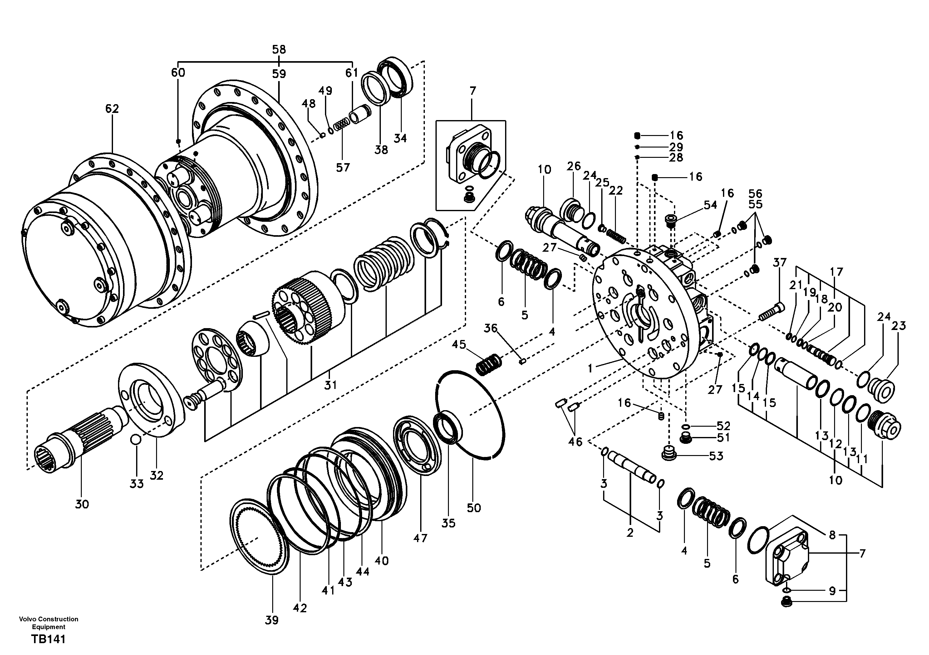 Схема запчастей Volvo EC135B SER NO 20001- - 47735 Гидромотор хода 