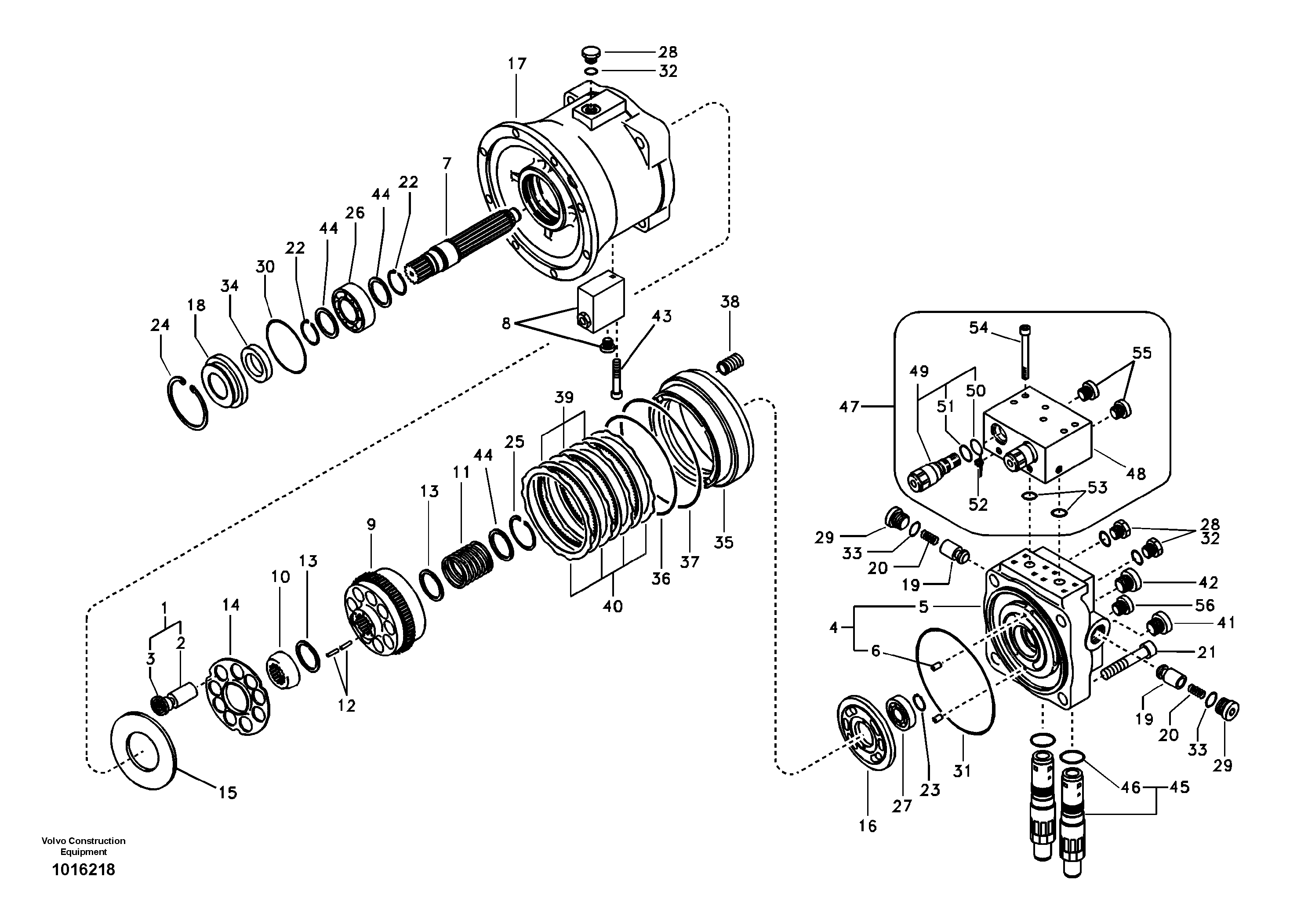 Схема запчастей Volvo EC135B SER NO 20001- - 79910 Поворотный редуктор (Гидромотор поворота платформы) 