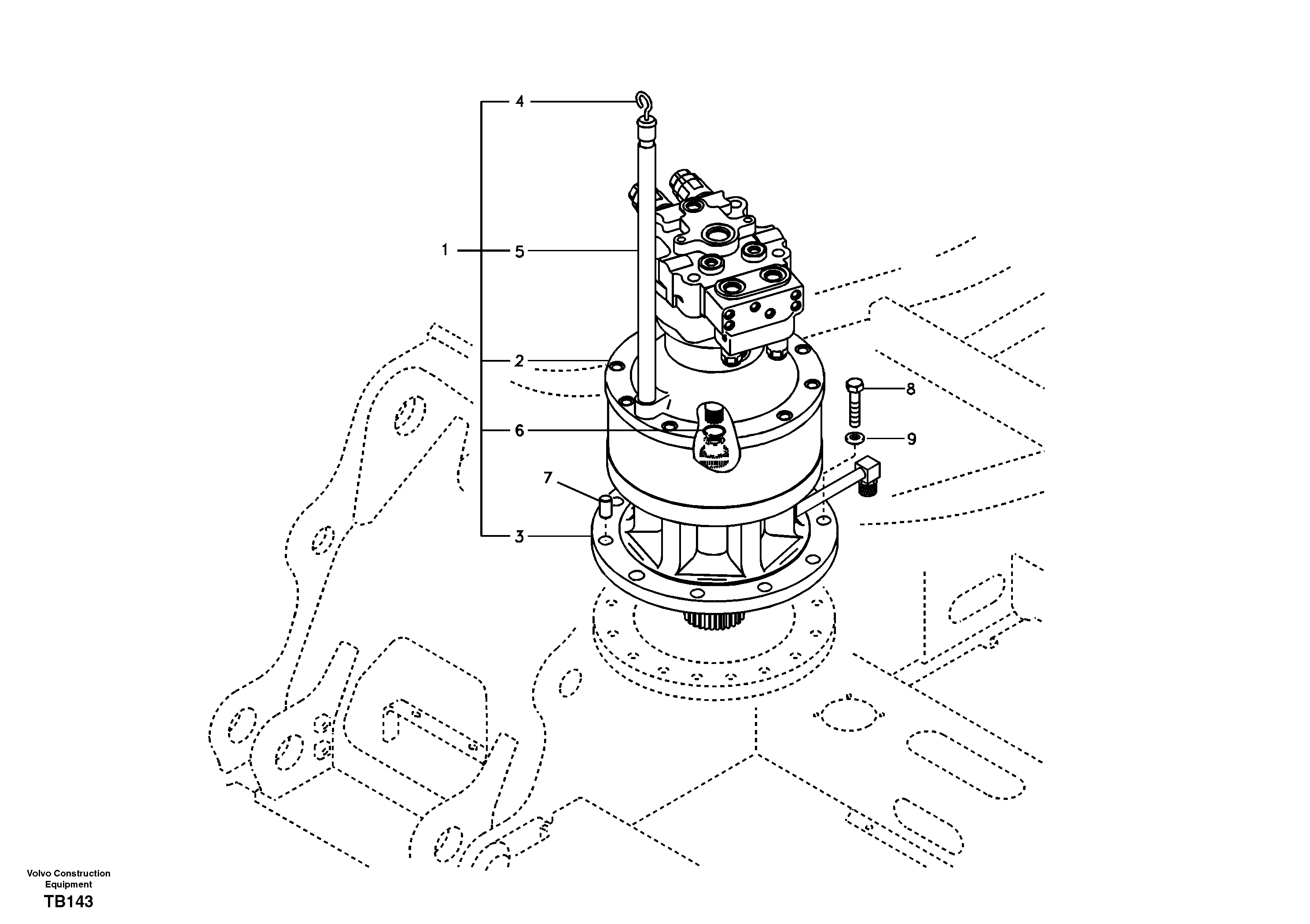 Схема запчастей Volvo EC135B SER NO 20001- - 81052 Swing motor with mounting parts 