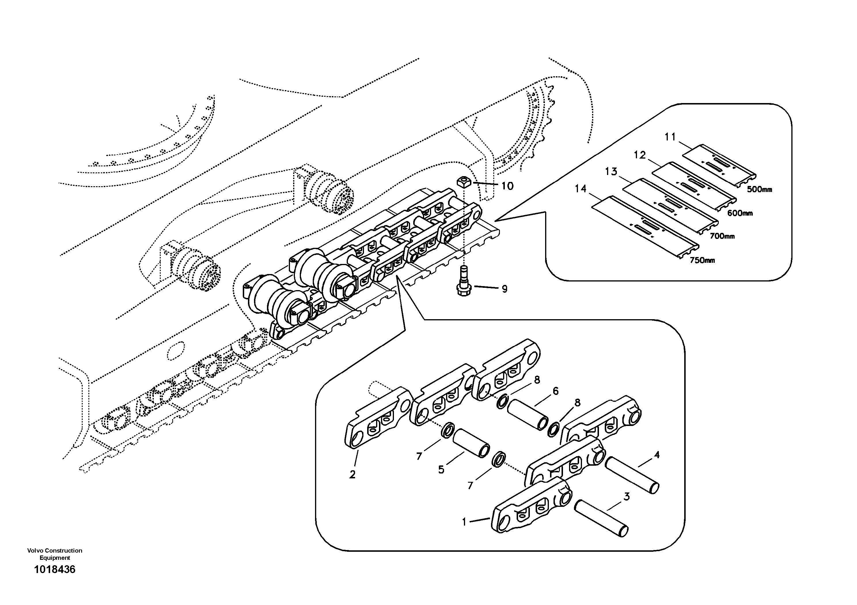 Схема запчастей Volvo EC135B SER NO 20001- - 6777 Гусеничная цепь 