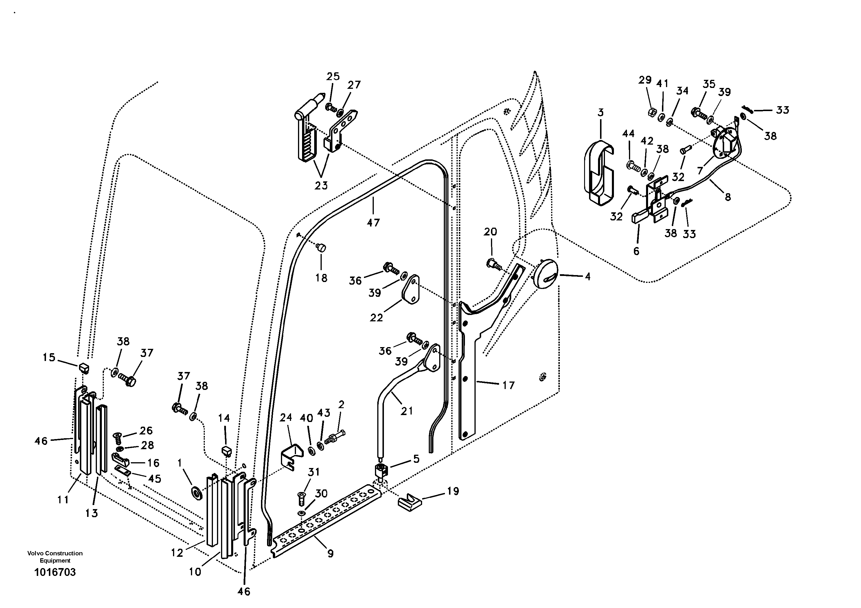 Схема запчастей Volvo EC135B SER NO 20001- - 22693 Operators cab 