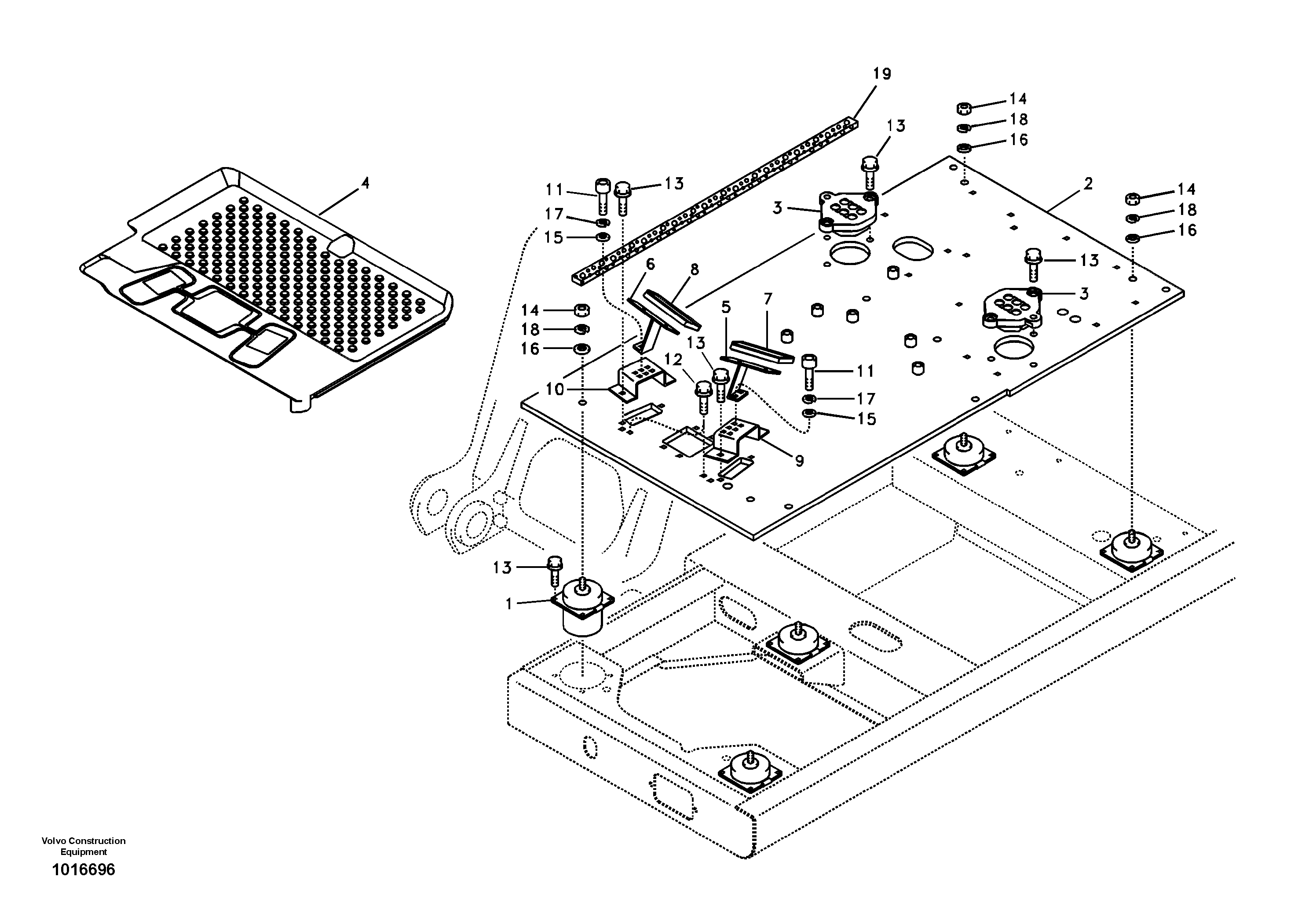 Схема запчастей Volvo EC135B SER NO 20001- - 6339 Cabin floor 