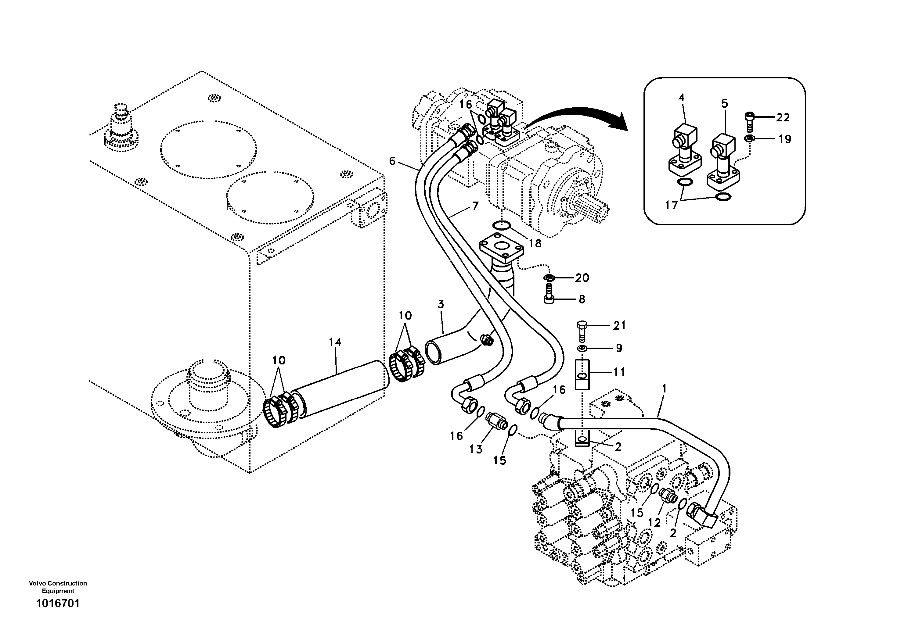 Схема запчастей Volvo EC135B SER NO 20001- - 5984 Hydraulic system, hydraulic tank to hydraulic pump 