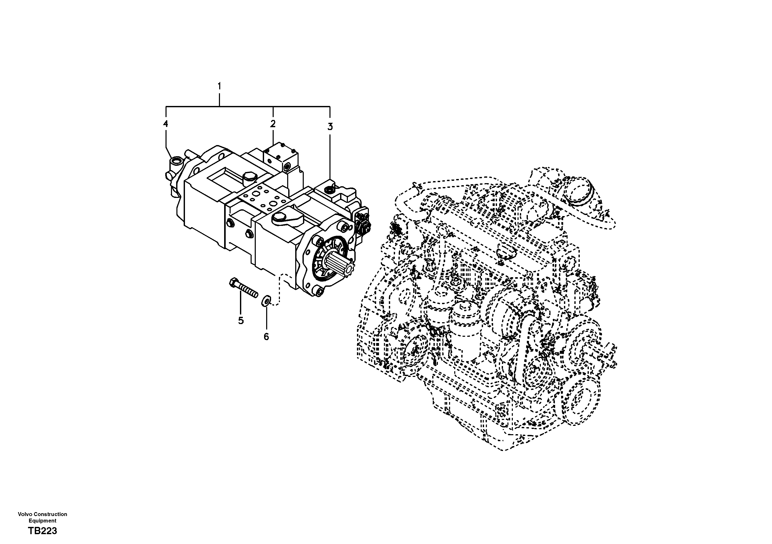 Схема запчастей Volvo EC135B SER NO 20001- - 7903 Pump installation 