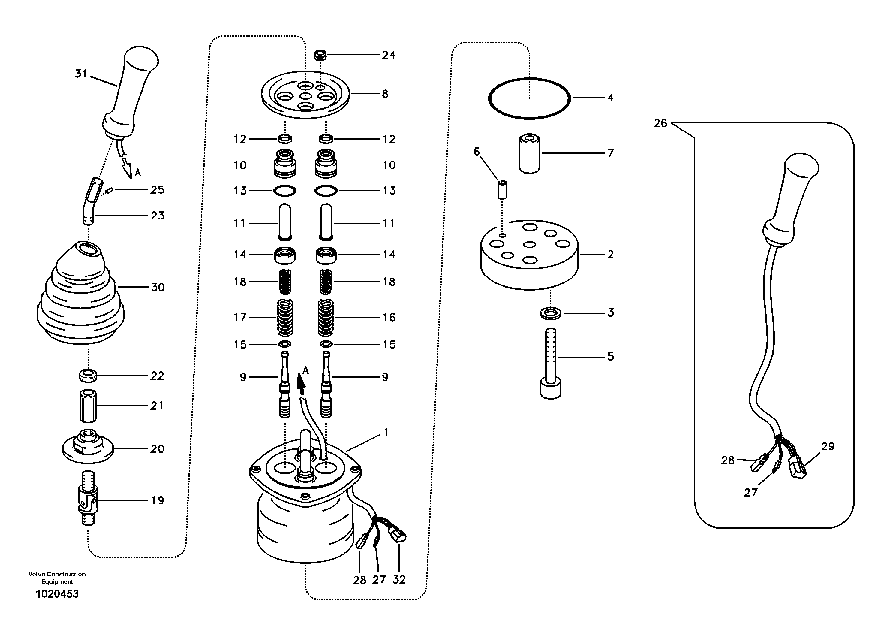 Схема запчастей Volvo EC135B SER NO 20001- - 46356 Servo system, remote control valve 