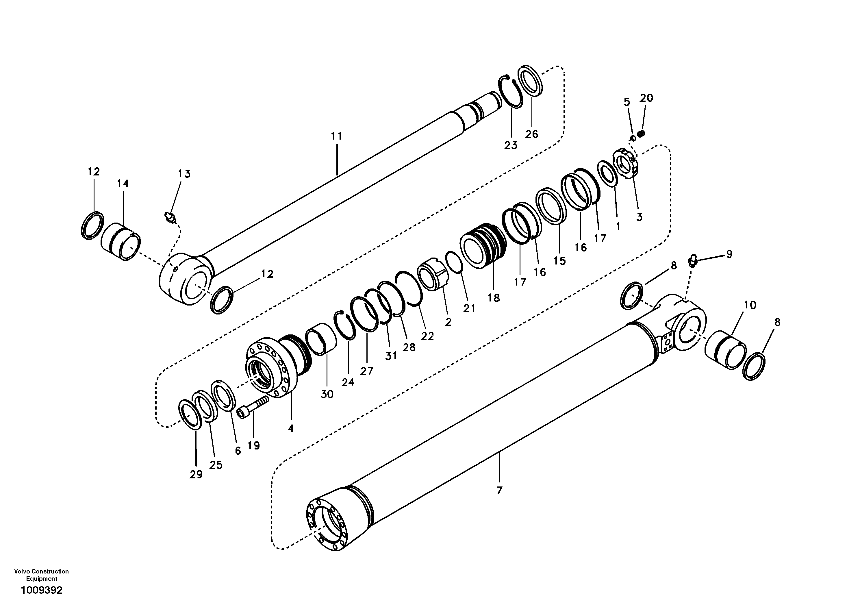 Схема запчастей Volvo EC135B SER NO 20001- - 101250 Цилиндр ковша 