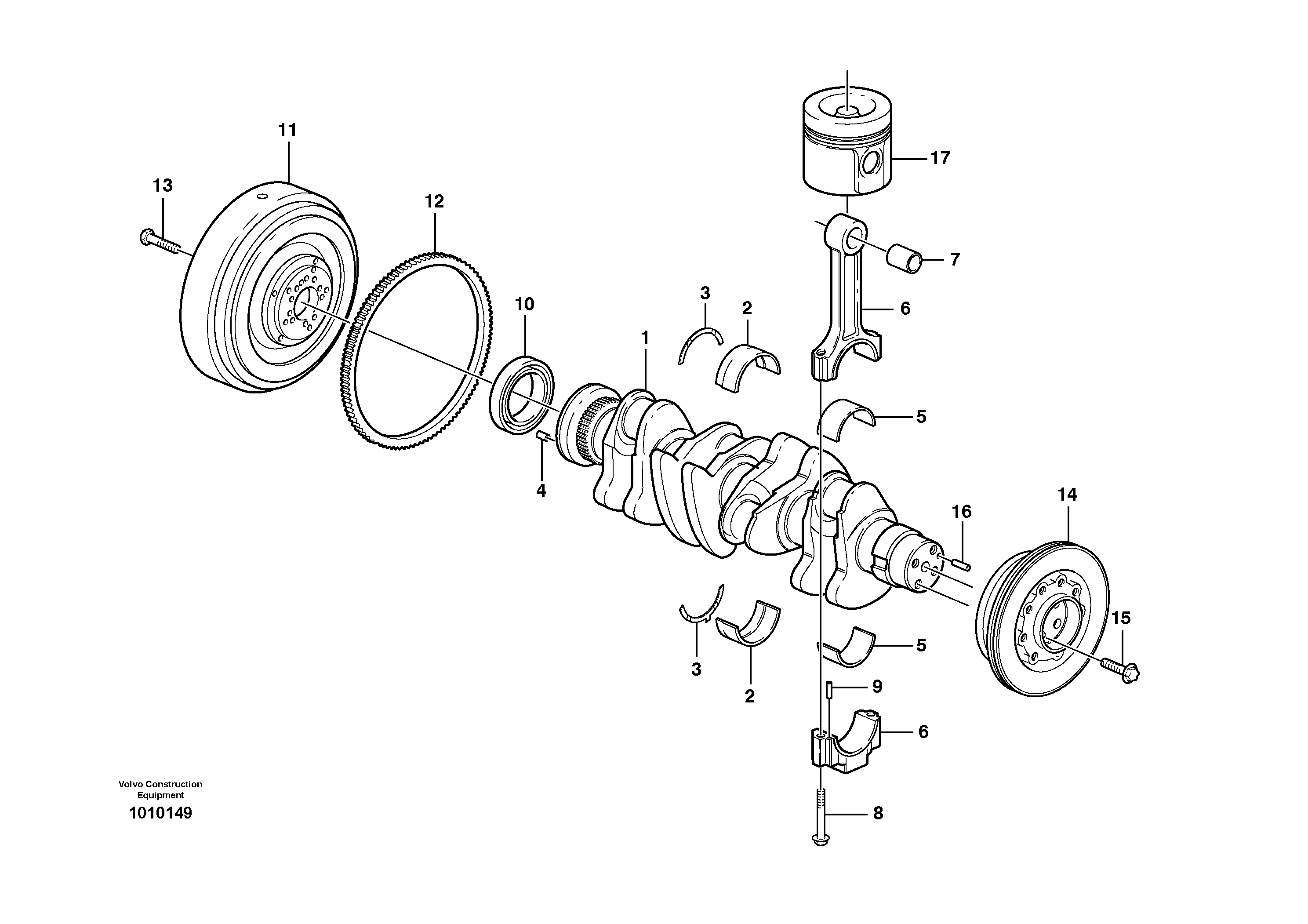 Схема запчастей Volvo EC135B SER NO 20001- - 5496 Crankshaft and related parts 