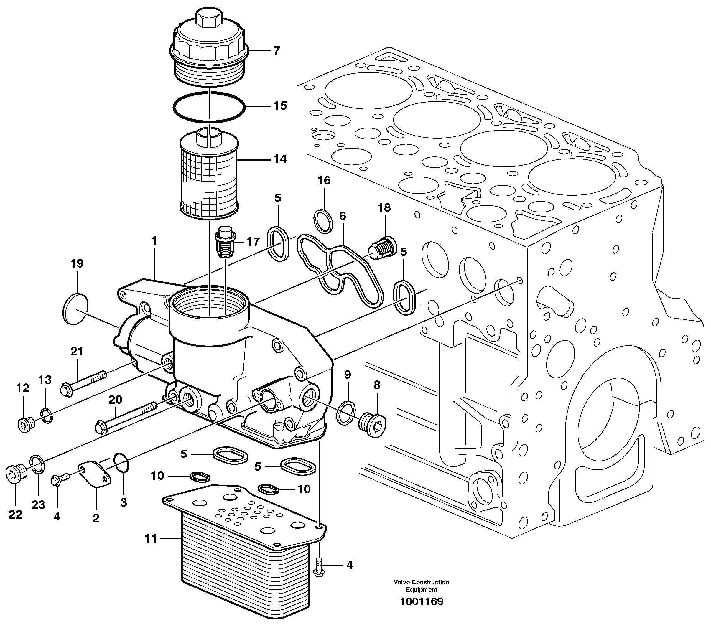 Схема запчастей Volvo EC135B SER NO 20001- - 6218 Масляный радиатор 