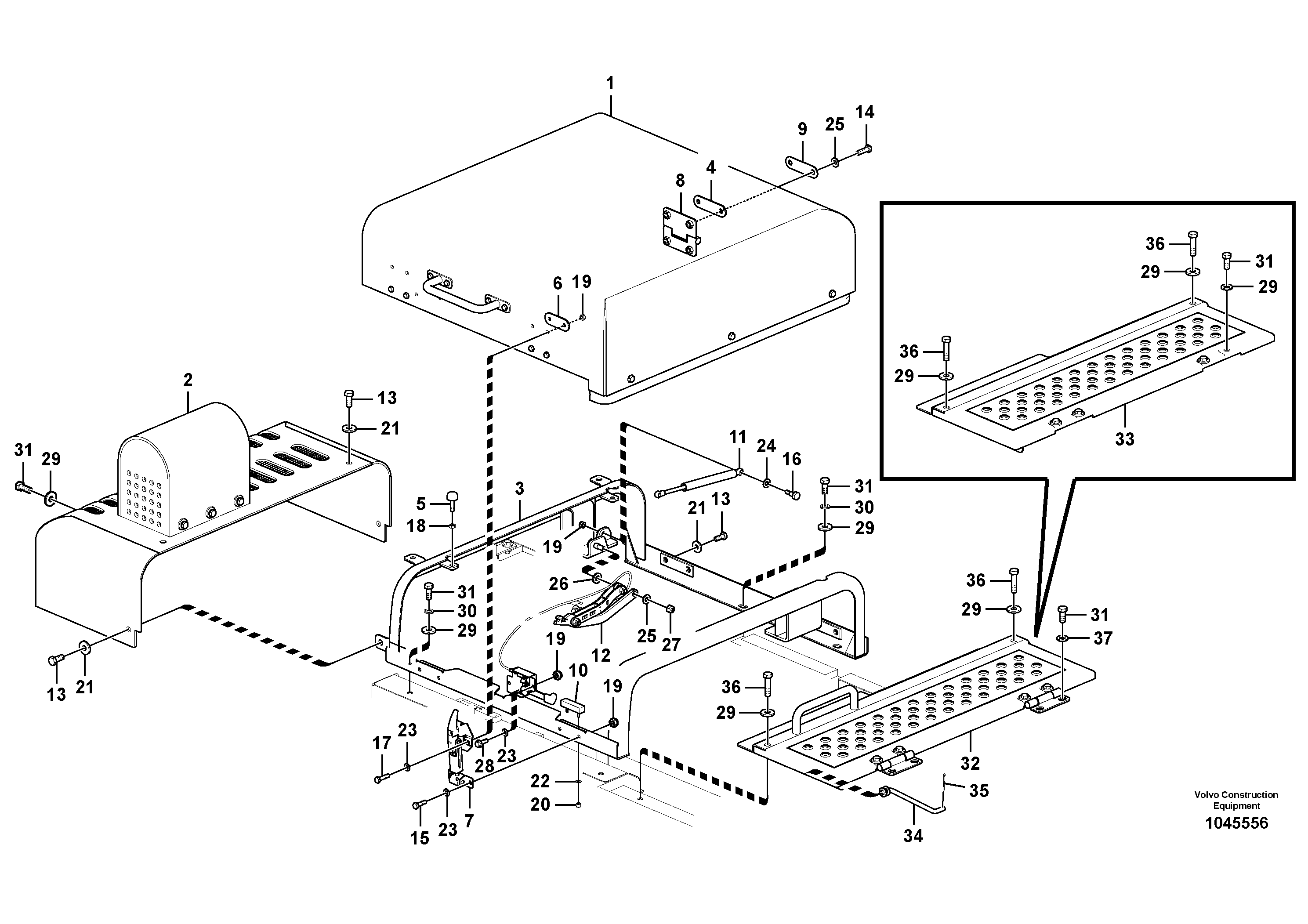 Схема запчастей Volvo FC2421C - 27565 Engine hood 