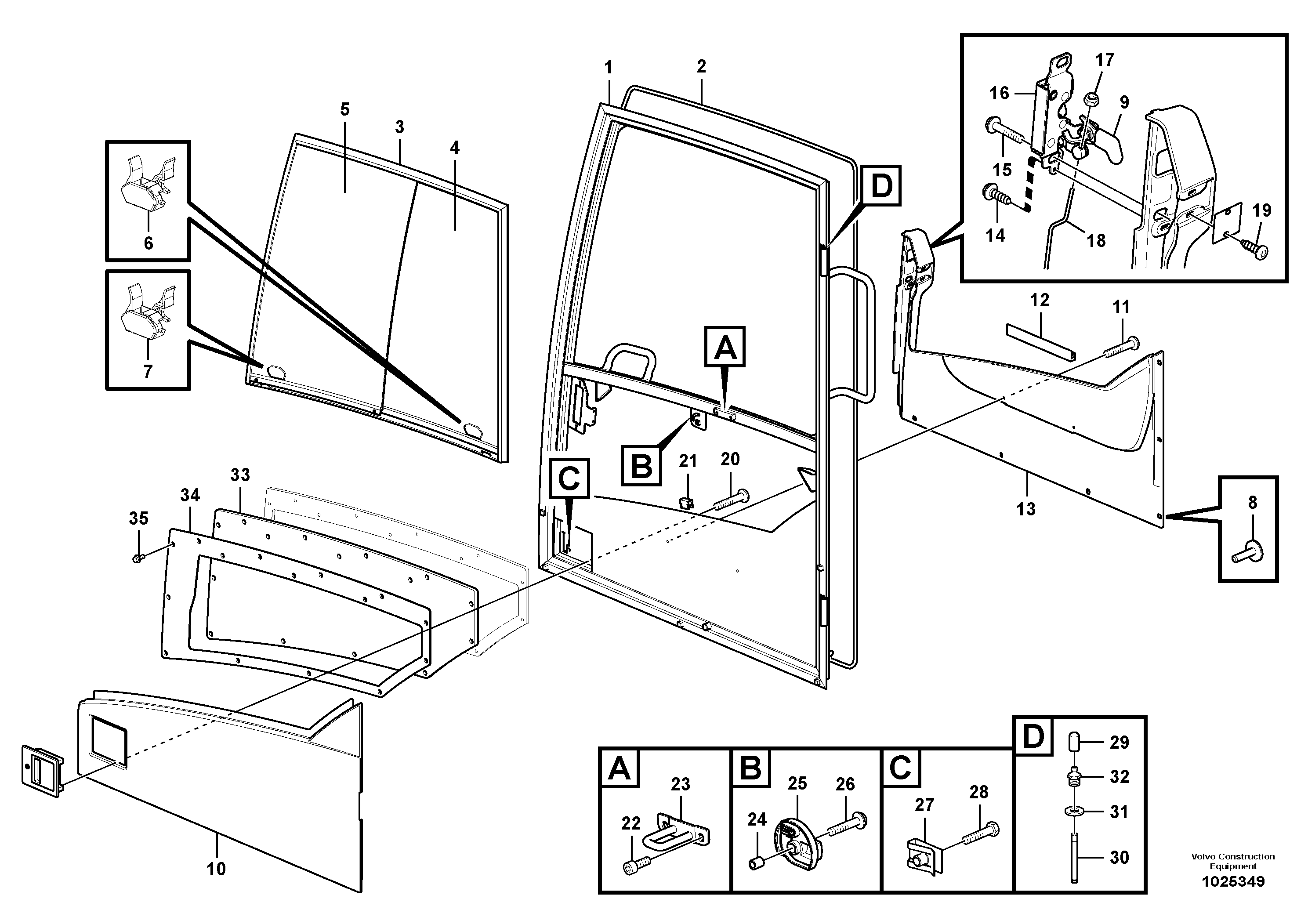 Схема запчастей Volvo FC2421C - 695 Door, operators cab 