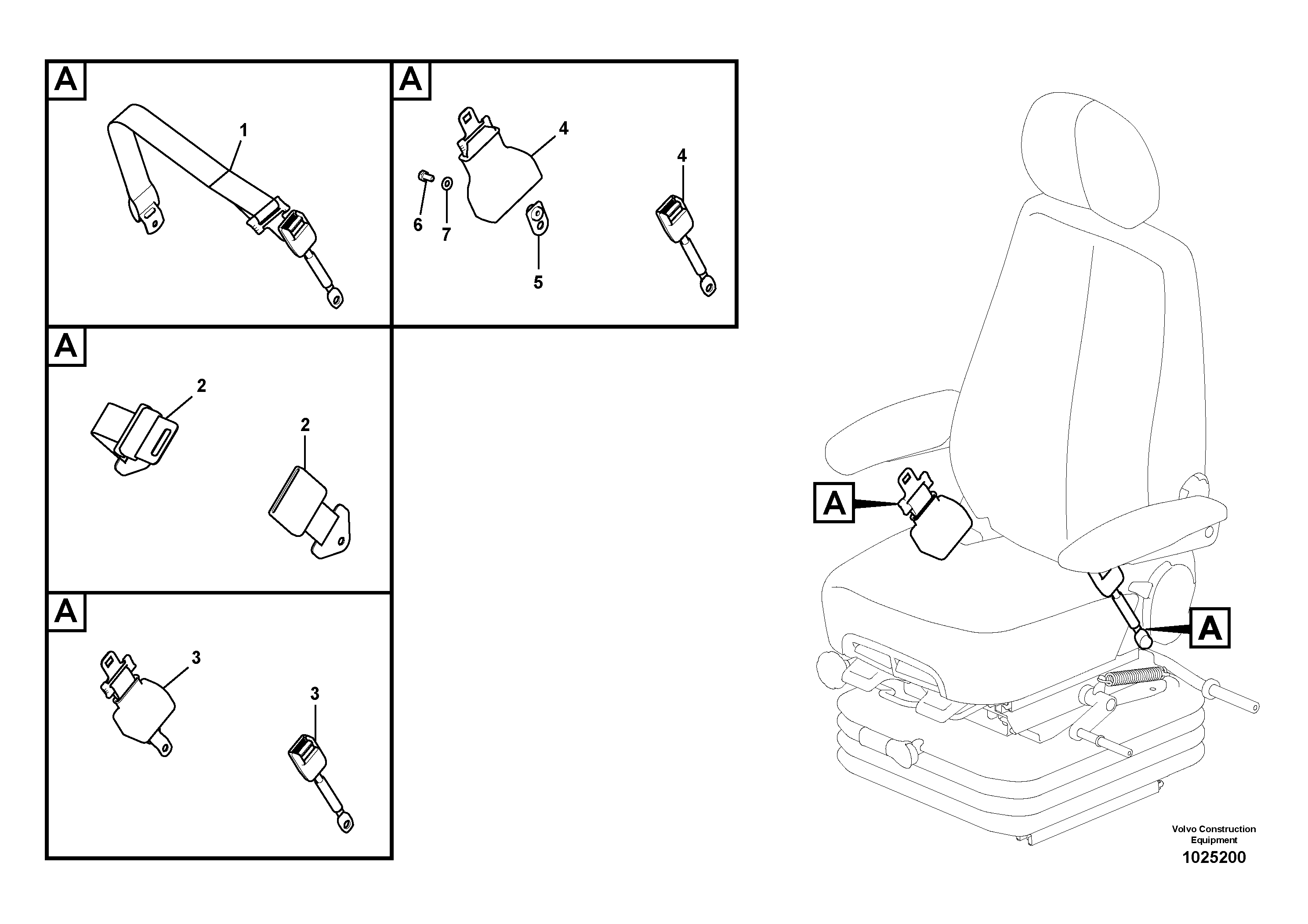 Схема запчастей Volvo FC2421C - 54588 Operator seat with fitting parts 