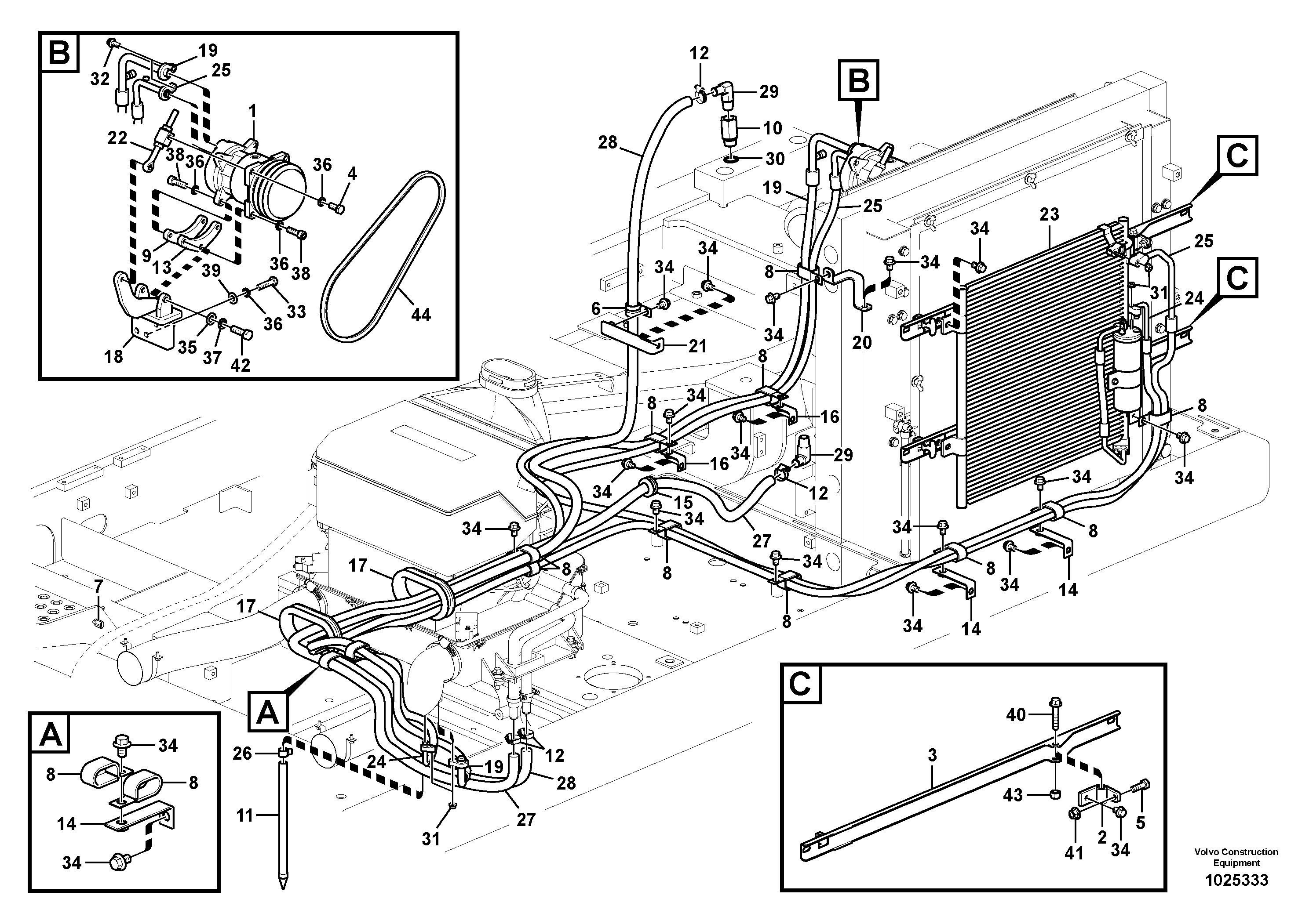 Схема запчастей Volvo FC2421C - 49307 Air conditioning line, cooling and heater 