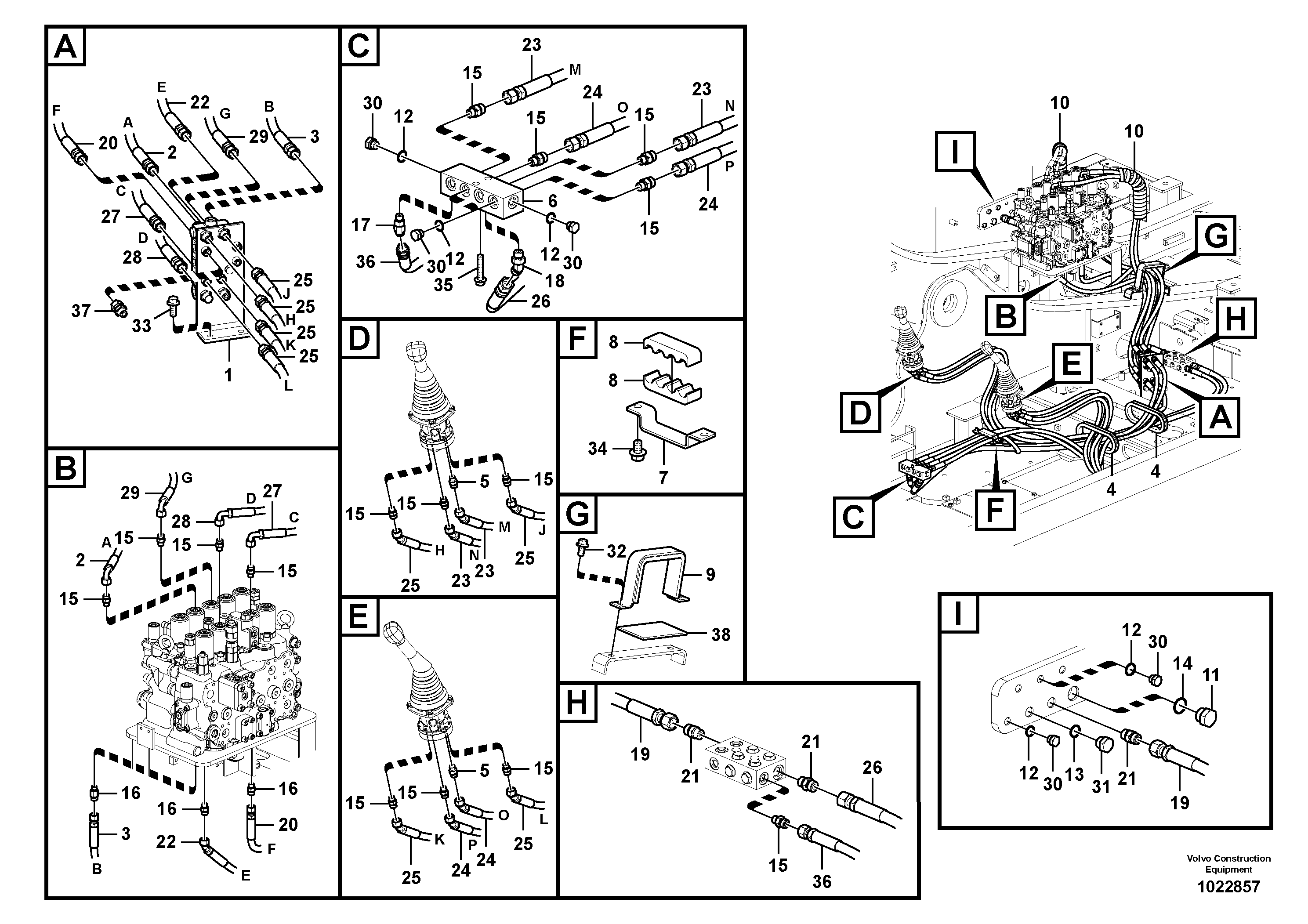 Схема запчастей Volvo FC2421C - 105252 Servo system, control valve to remote control valve 