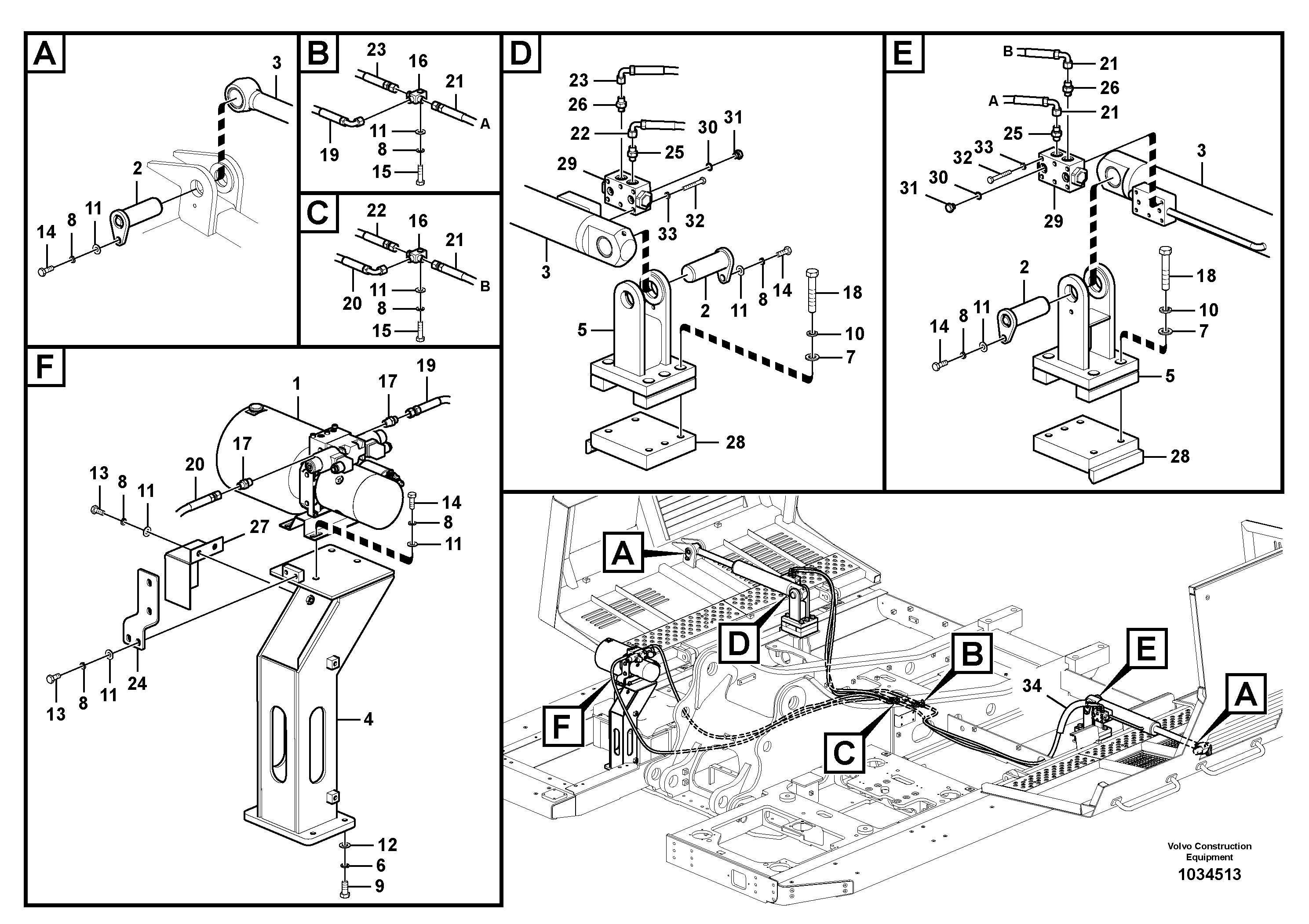 Схема запчастей Volvo FC2421C - 41944 Working hydraulics, Gullwing tilting device 