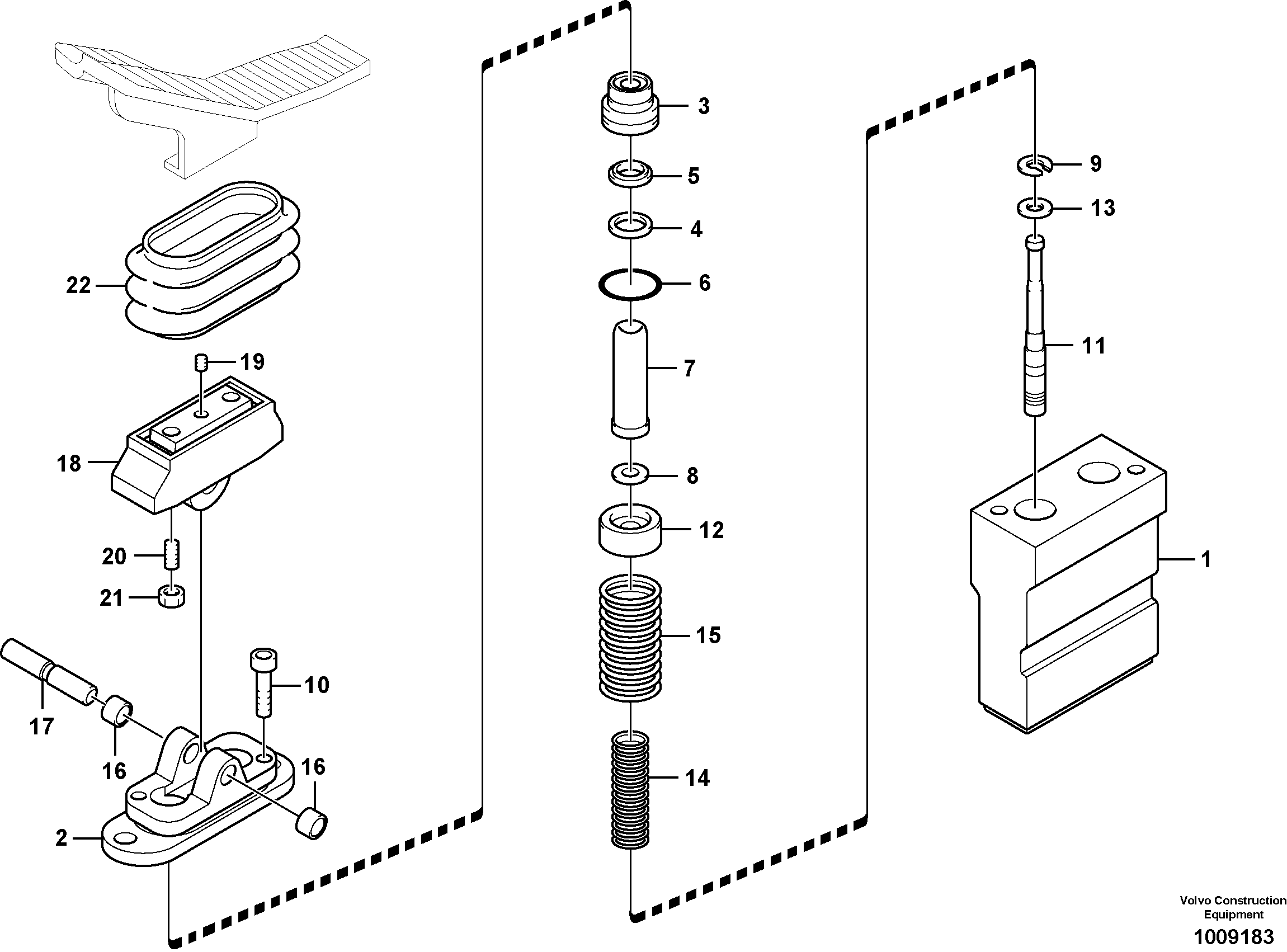 Схема запчастей Volvo FC2421C - 50973 Working hydraulic, remote control valve pedal for hammer and shear 