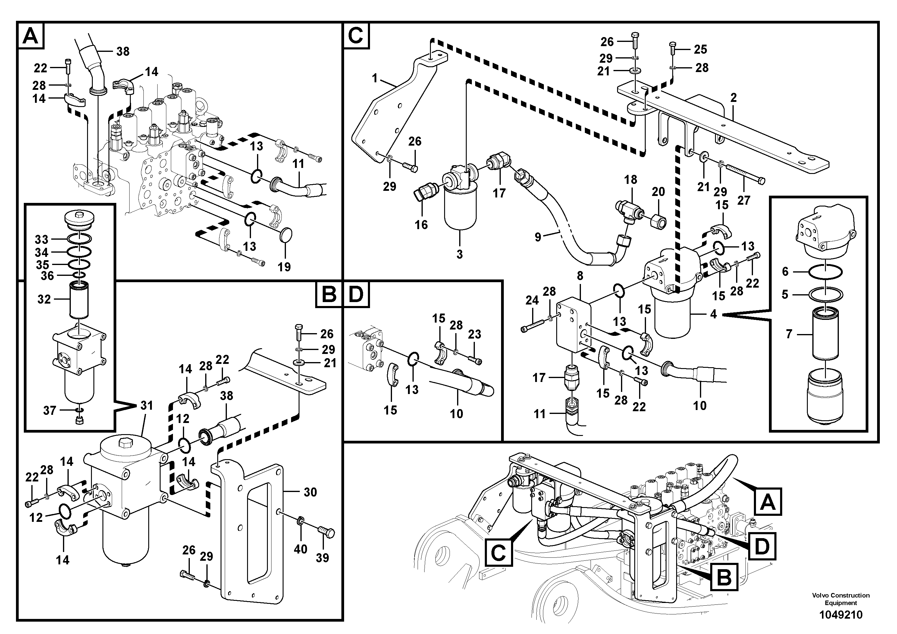 Схема запчастей Volvo FC2421C - 85035 Working hydraulic, hammer and shear for return filter 