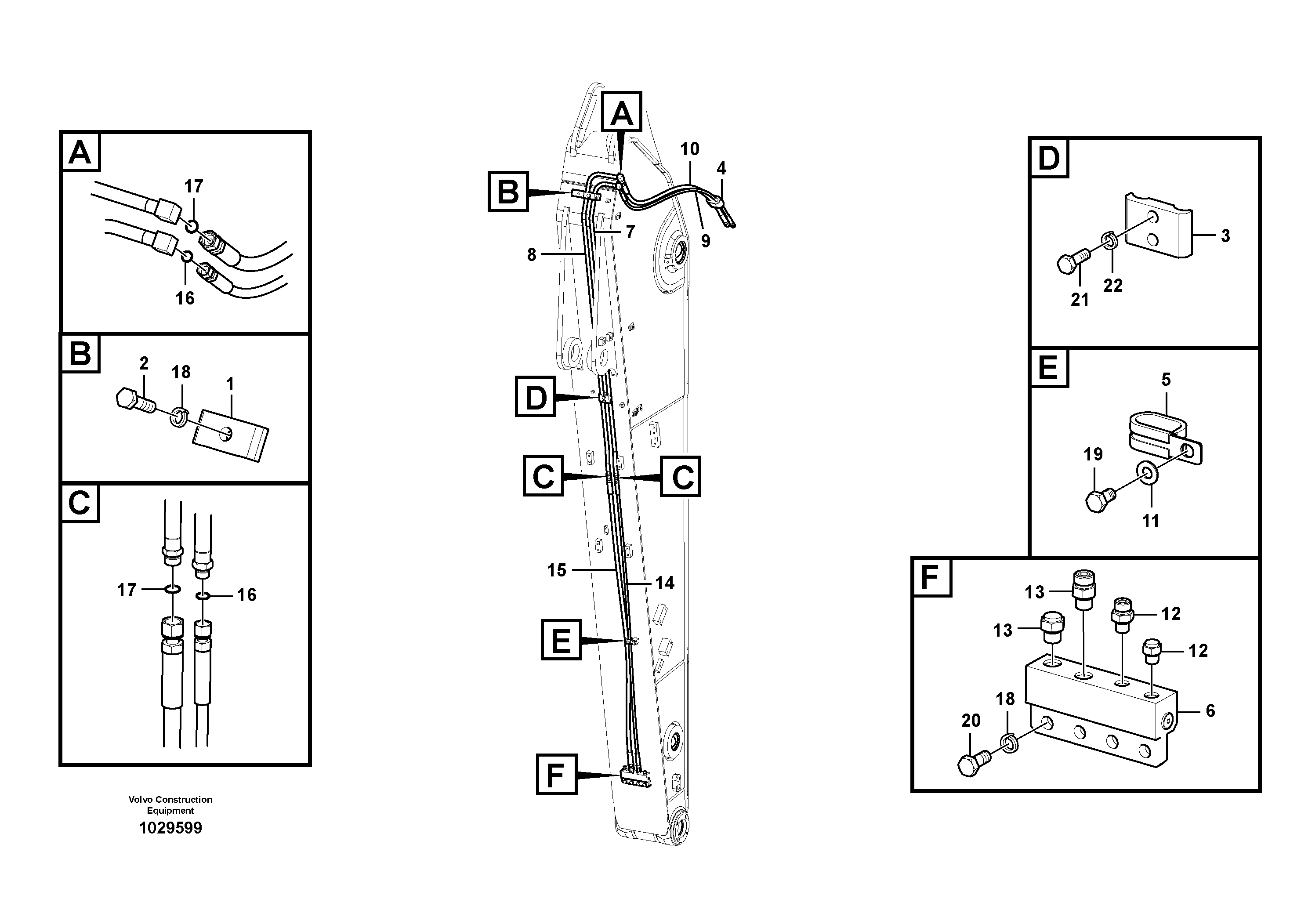 Схема запчастей Volvo FC2421C - 35490 Working hydraulic, quick fit on dipper arm 