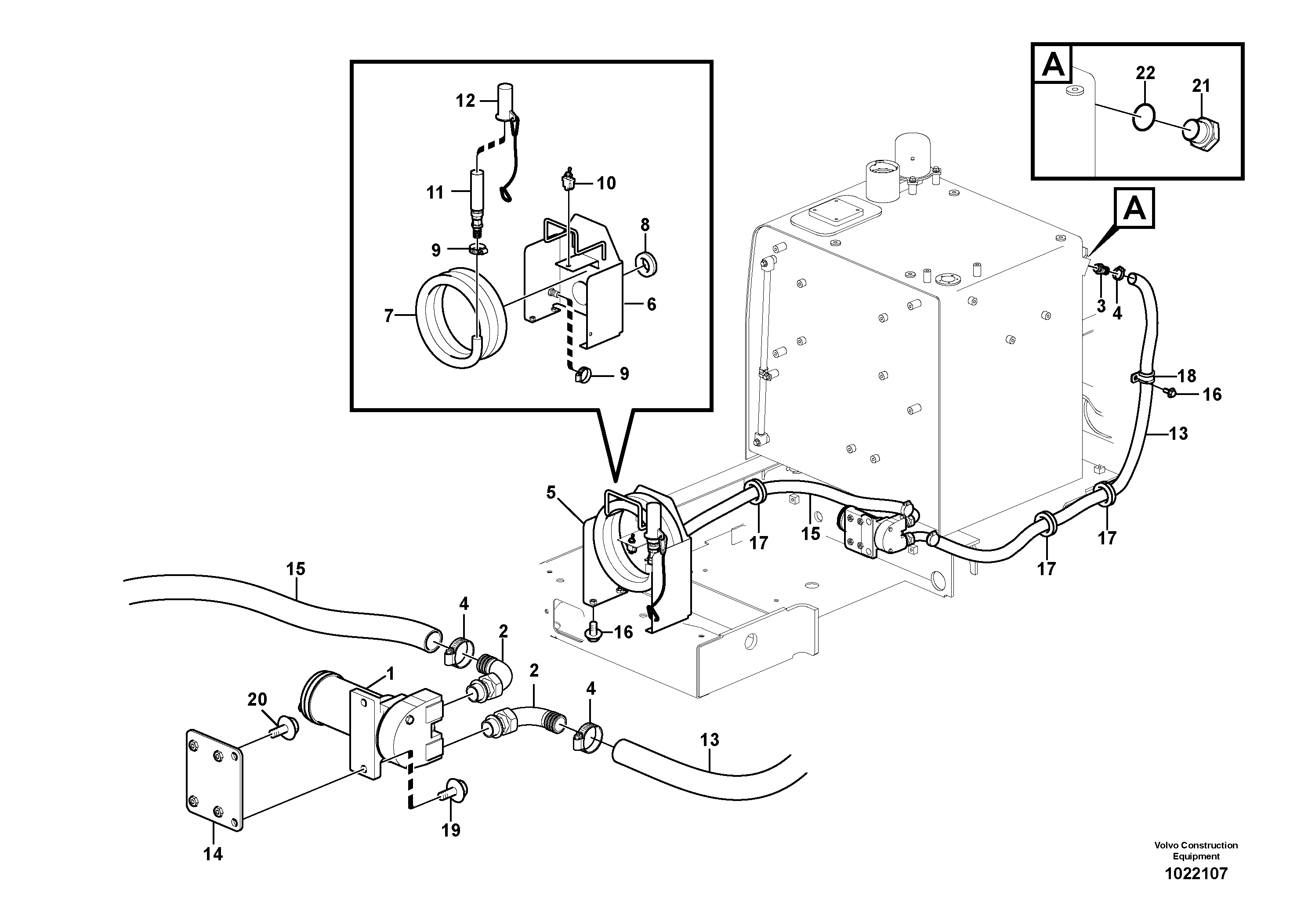 Схема запчастей Volvo FC2421C - 1803 Fuel filling pump with assembling details 