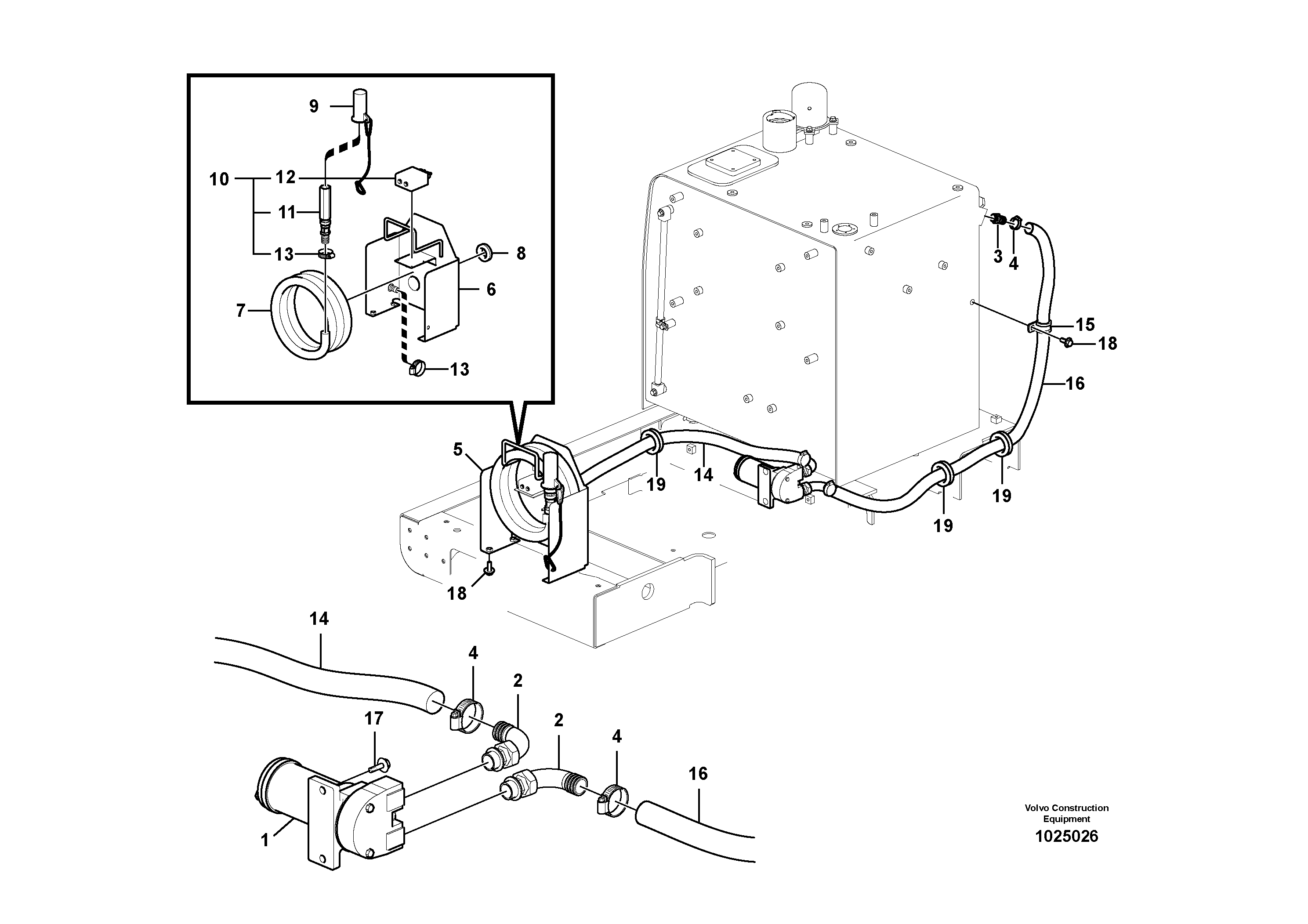 Схема запчастей Volvo FC2421C - 24153 Fuel filling pump with assembling details 