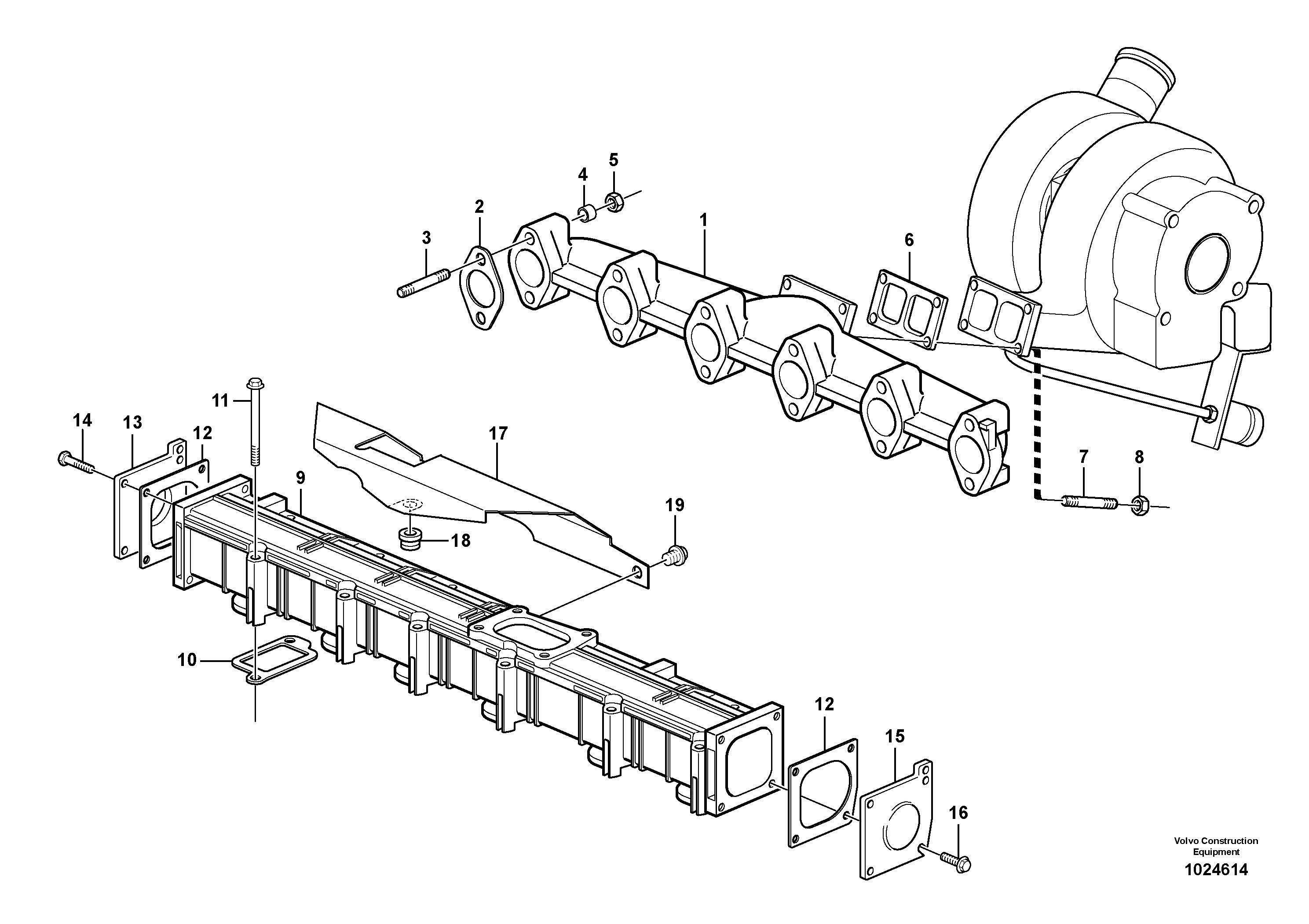 Схема запчастей Volvo FC2421C - 23041 Inlet manifold and exhaust manifold 