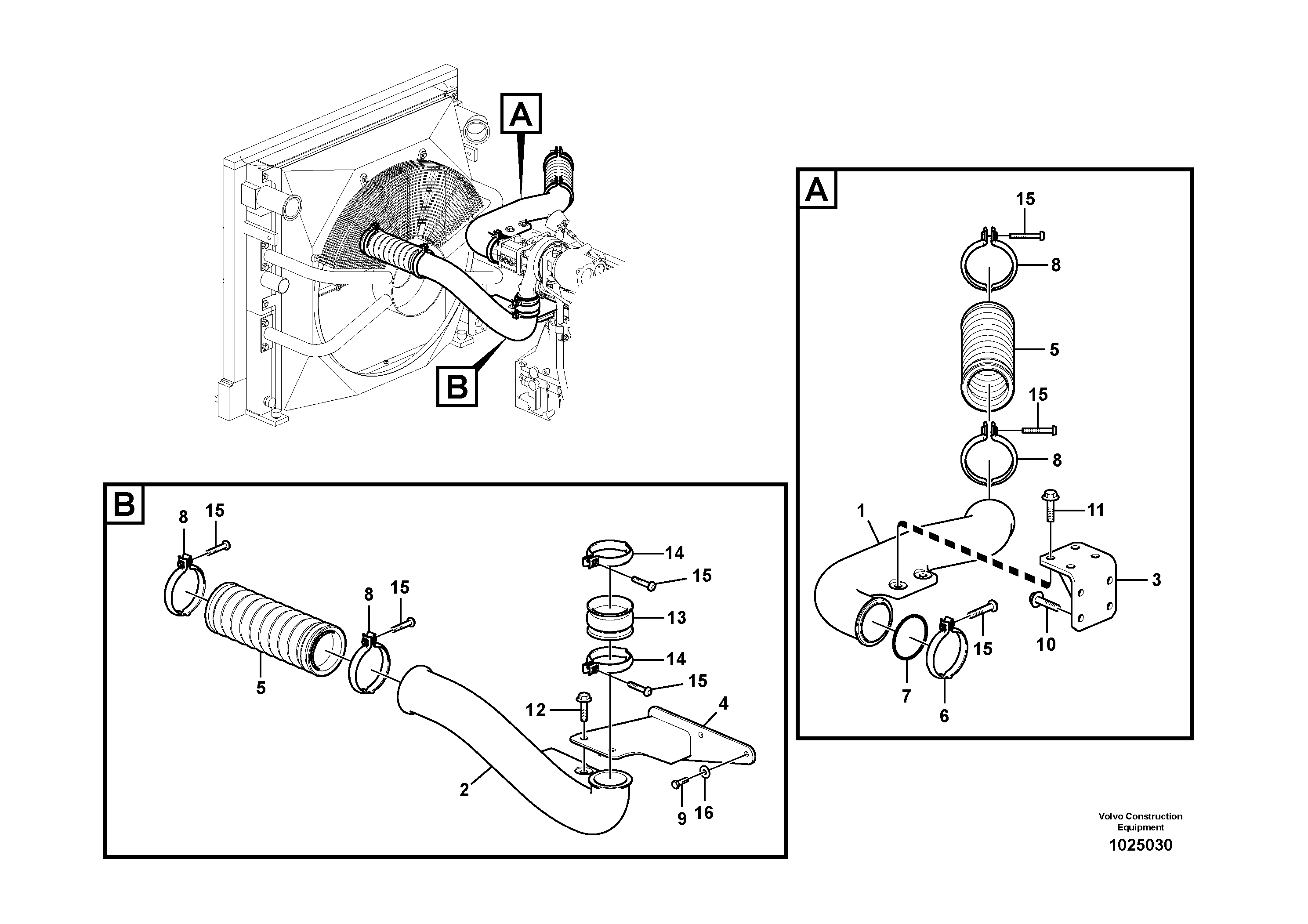 Схема запчастей Volvo FC2421C - 1876 Charge air cooler, plumbing 