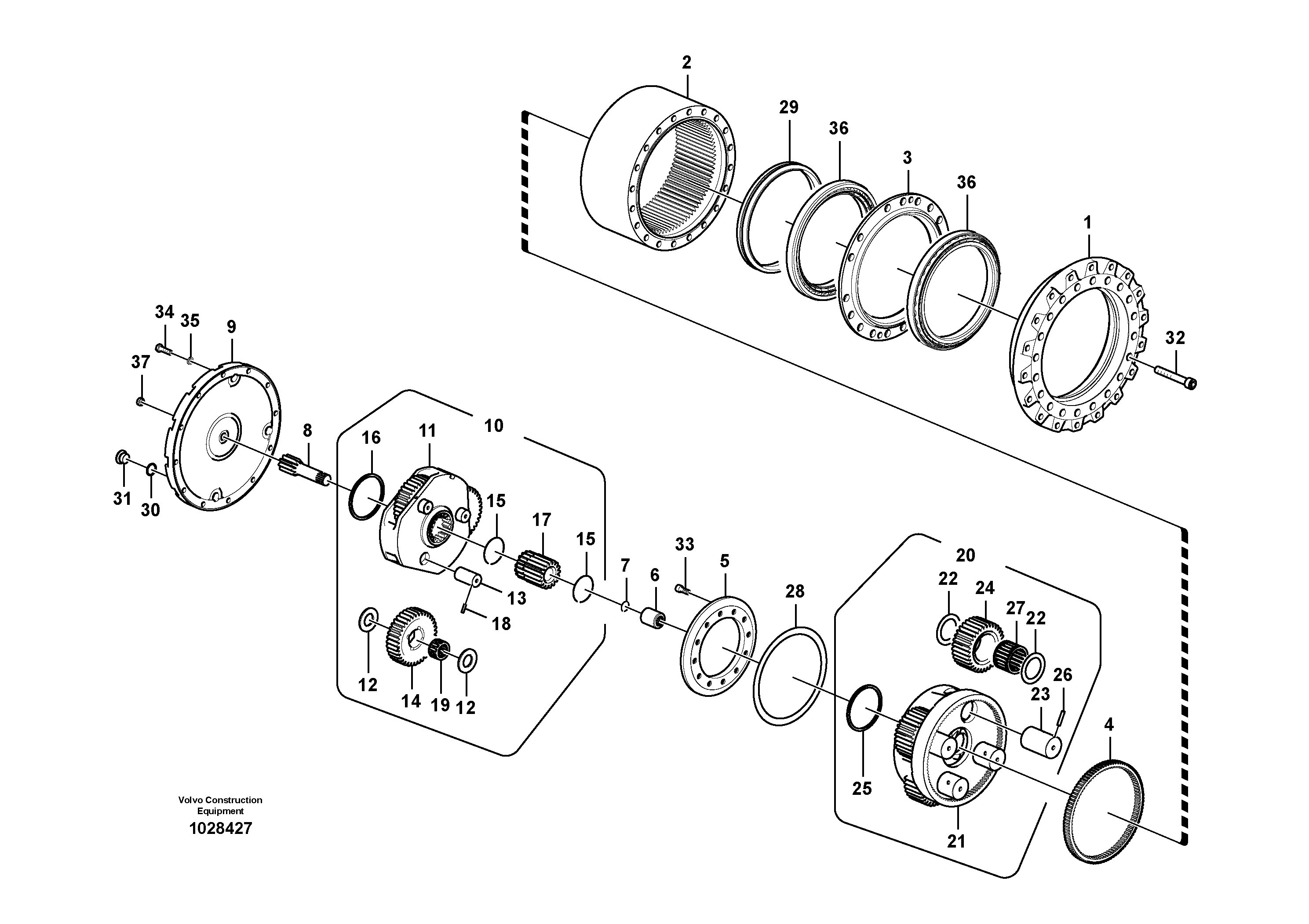 Схема запчастей Volvo FC2421C - 96257 Travel gearbox 