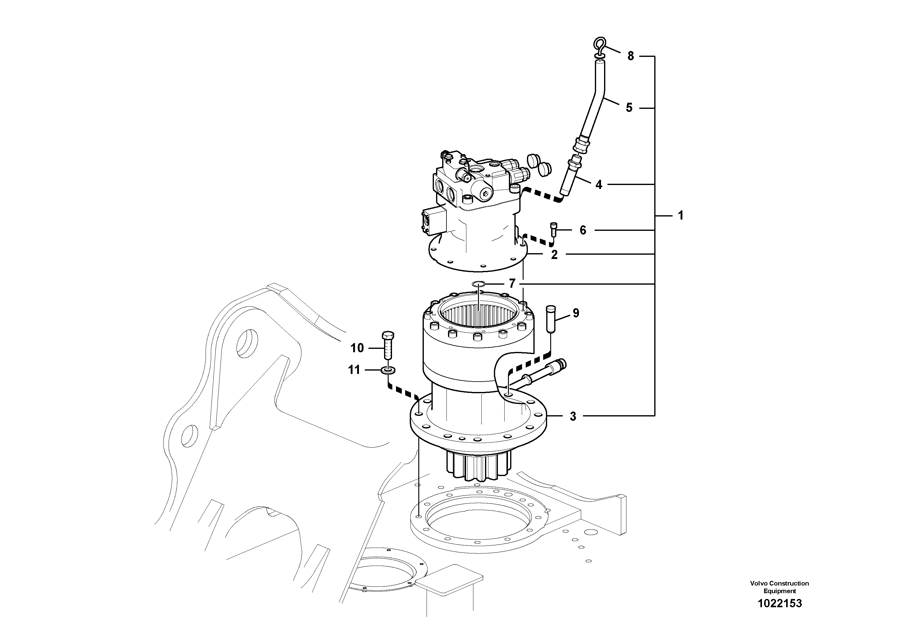 Схема запчастей Volvo FC2421C - 33932 Swing motor with mounting parts 