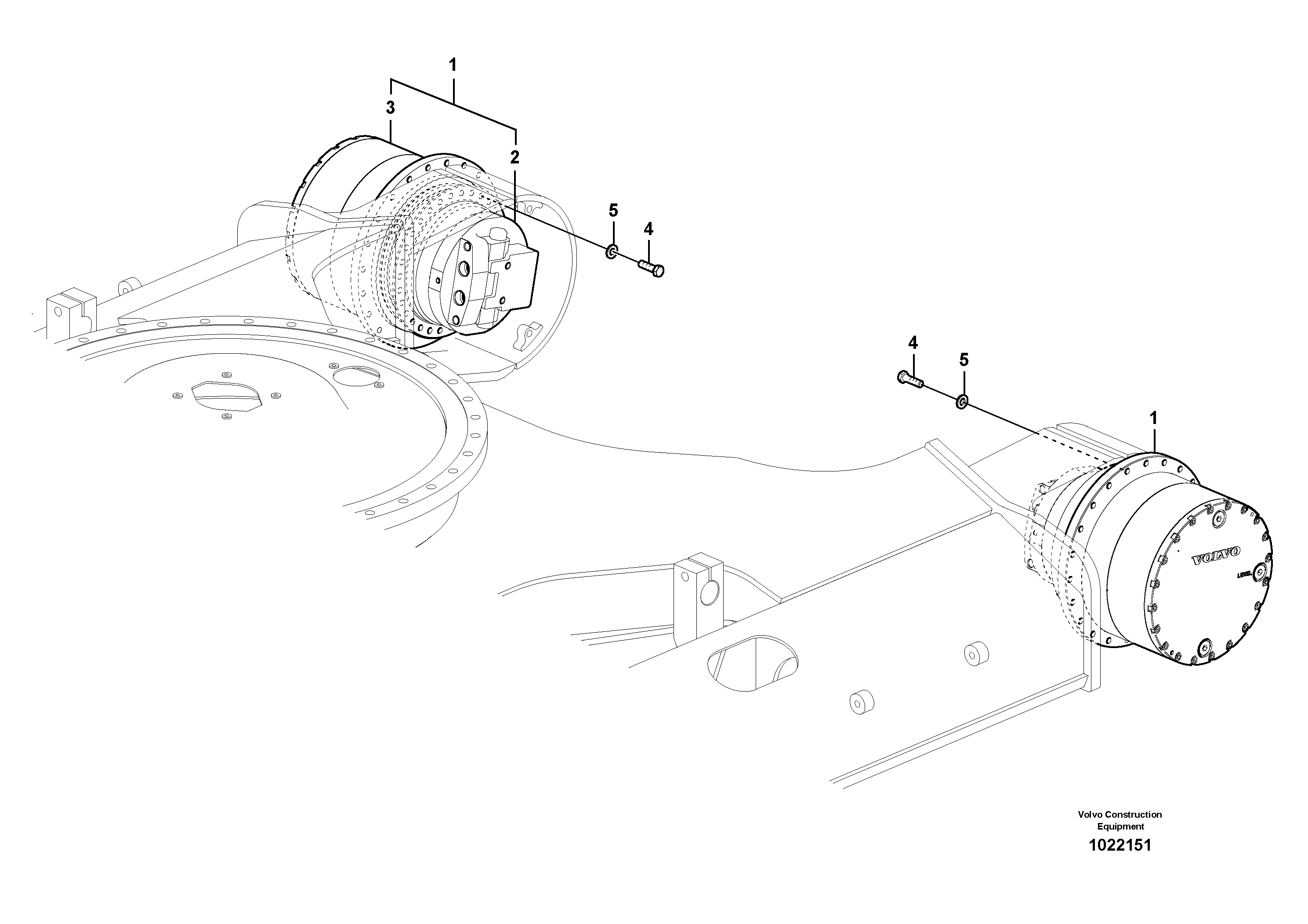 Схема запчастей Volvo FC2421C - 92523 Travel motor with mounting parts 