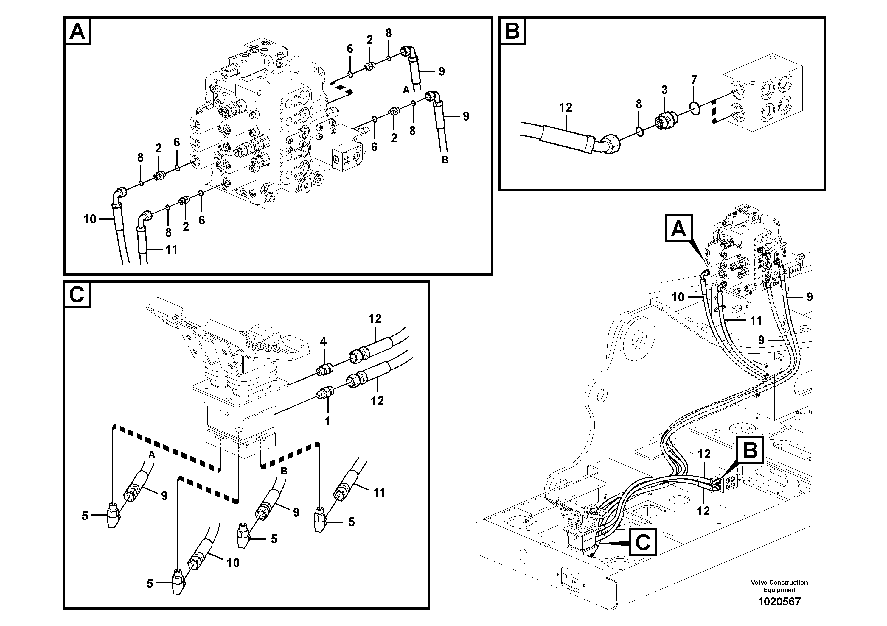 Схема запчастей Volvo FC2924C - 48781 Servo system, control valve to remote control valve pedal 