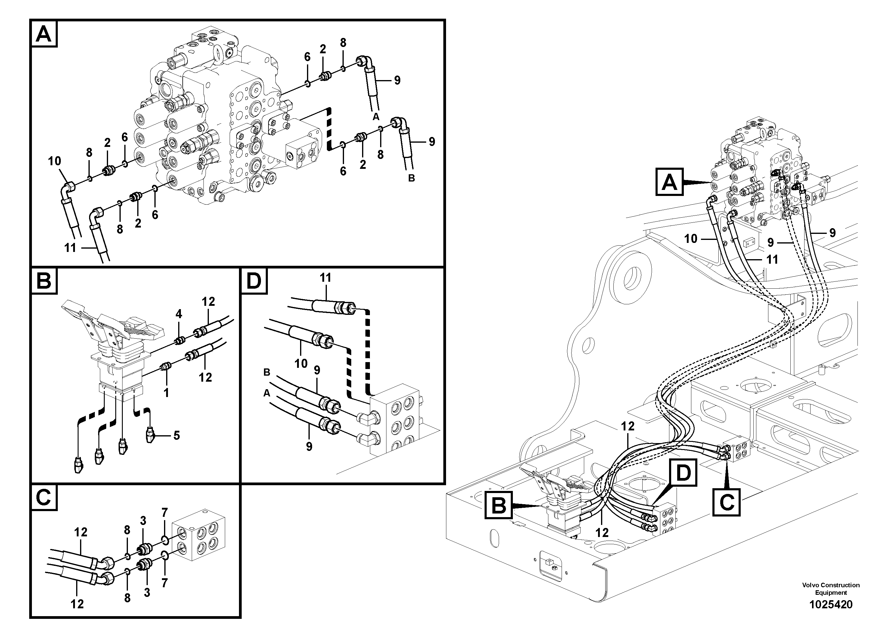 Схема запчастей Volvo FC2924C - 48782 Servo system, control valve to remote control valve pedal 