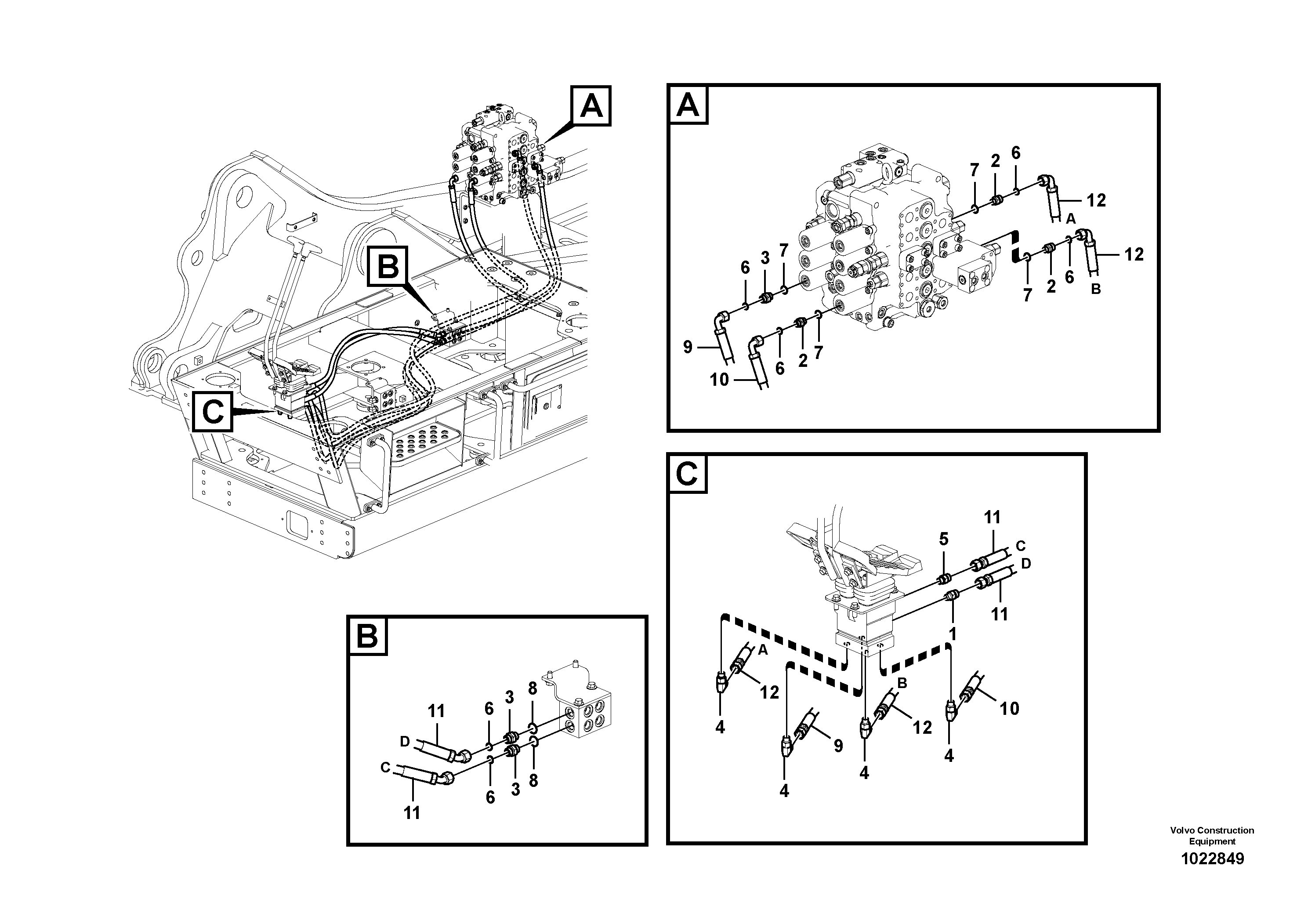 Схема запчастей Volvo FC2924C - 48784 Servo system, control valve to remote control valve pedal 