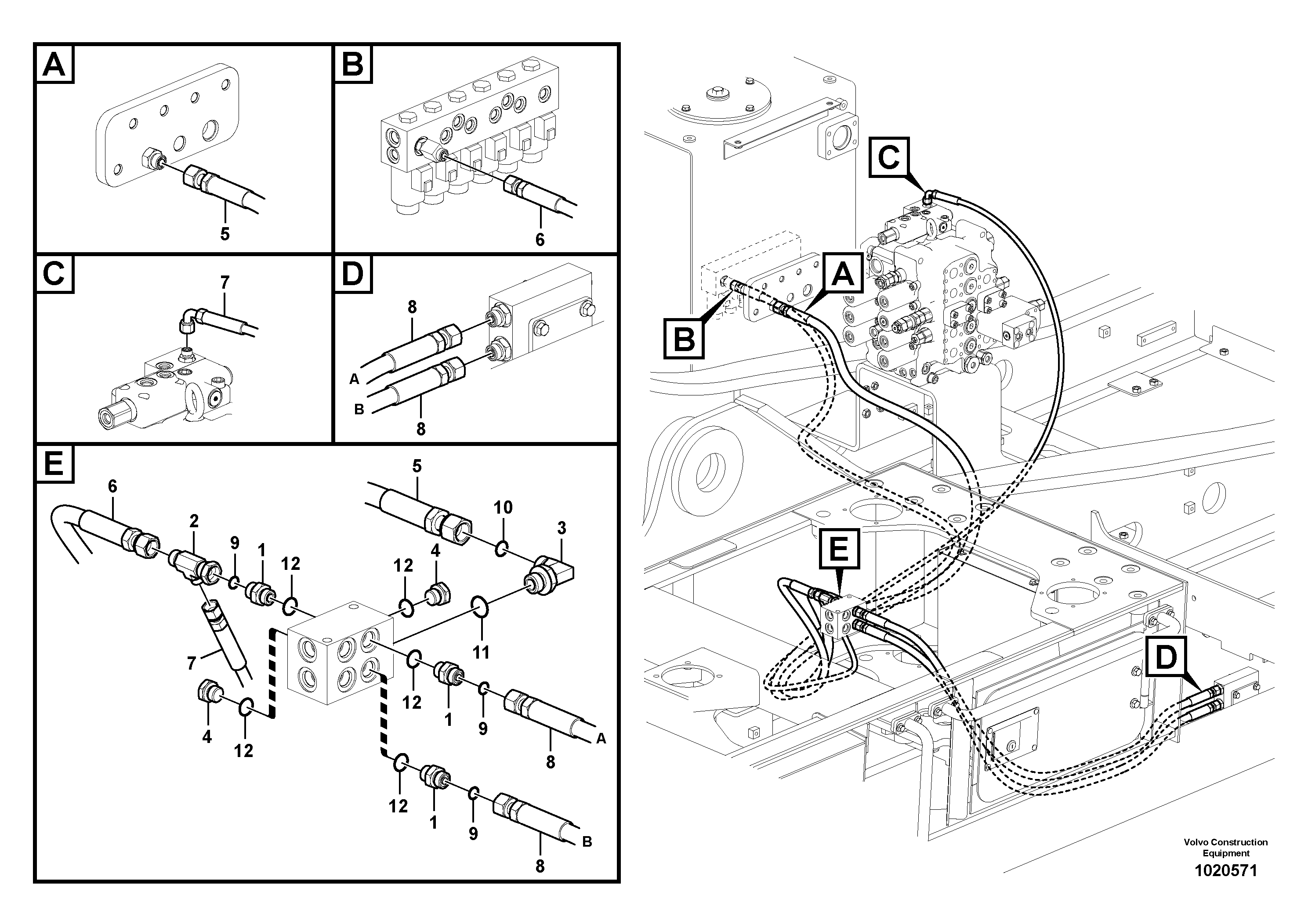 Схема запчастей Volvo FC2924C - 58488 Servo system, control valve to remote control valve pedal 