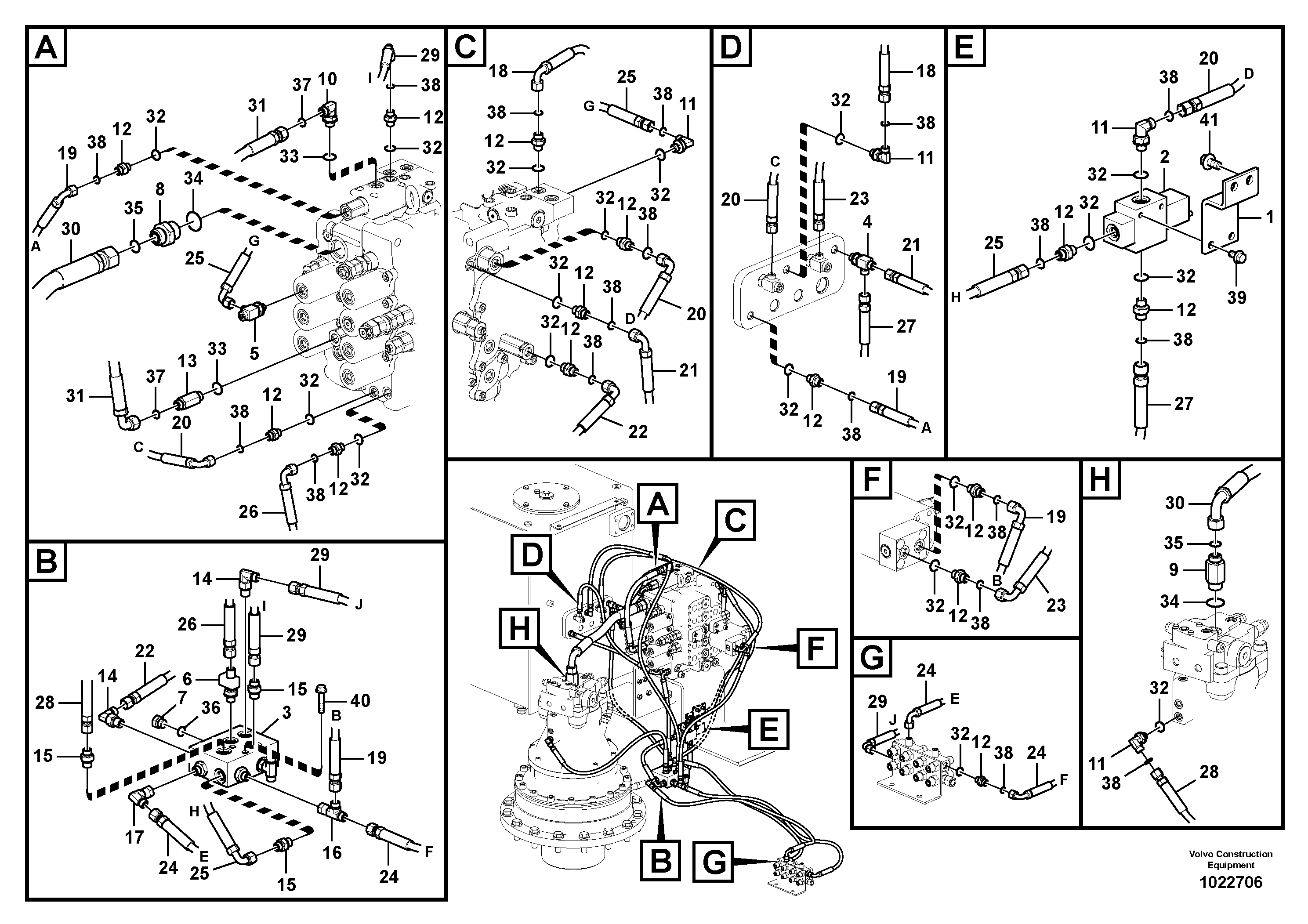 Схема запчастей Volvo FC2924C - 96197 Servo system, control valve piping 