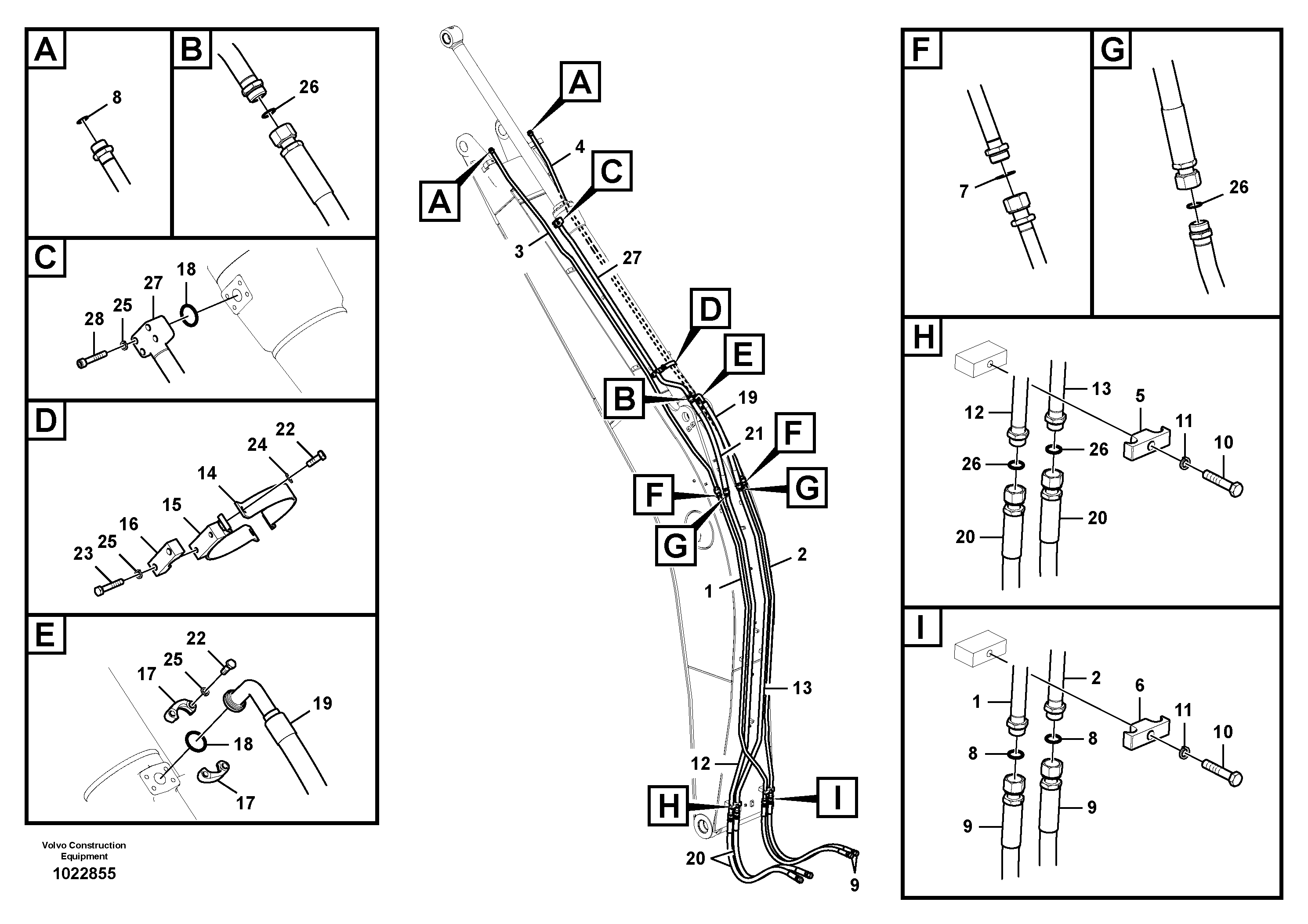 Схема запчастей Volvo FC2924C - 35589 Working hydraulic, dipper arm cylinder on boom 