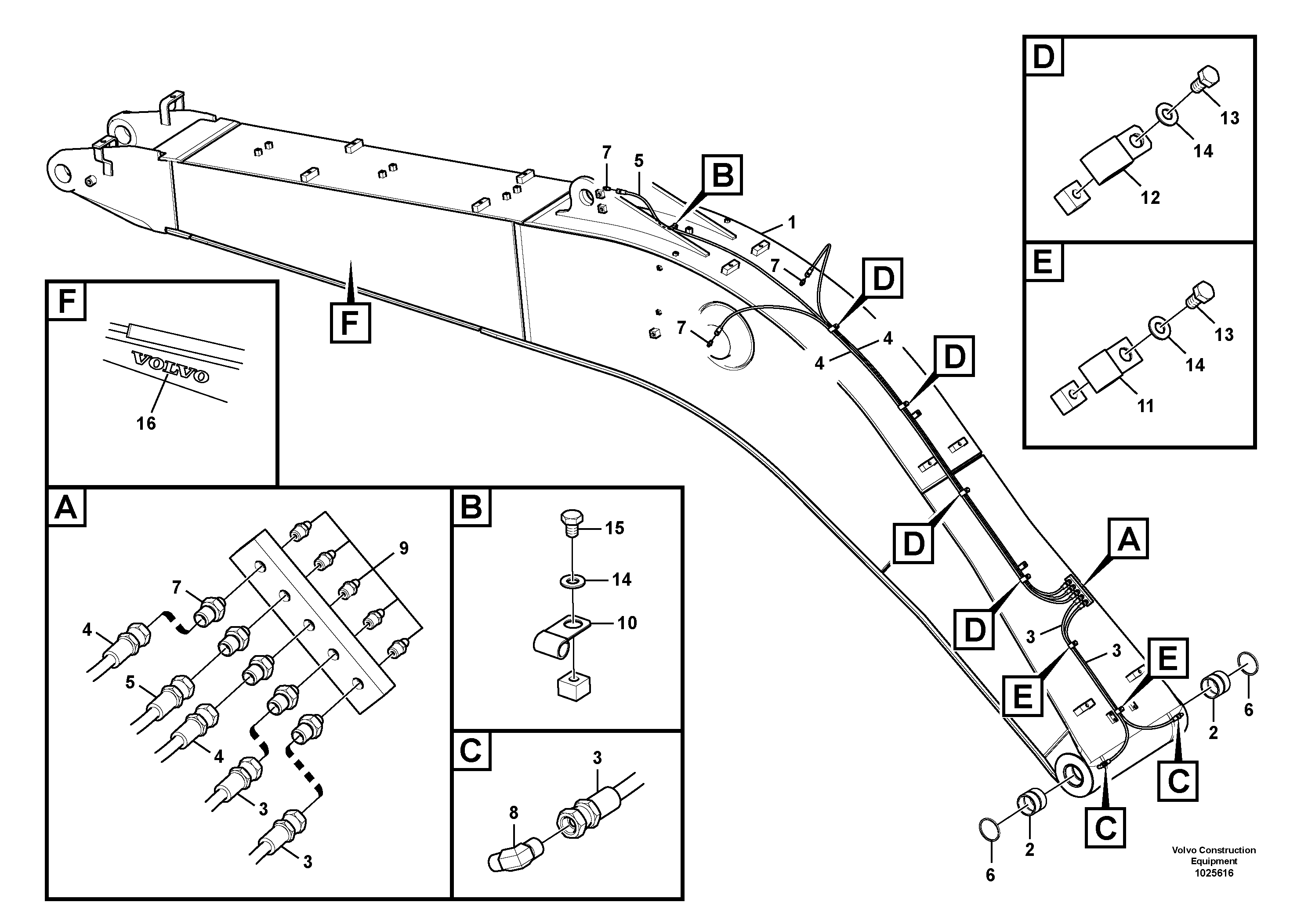 Схема запчастей Volvo FC2924C - 88674 Boom and grease piping 