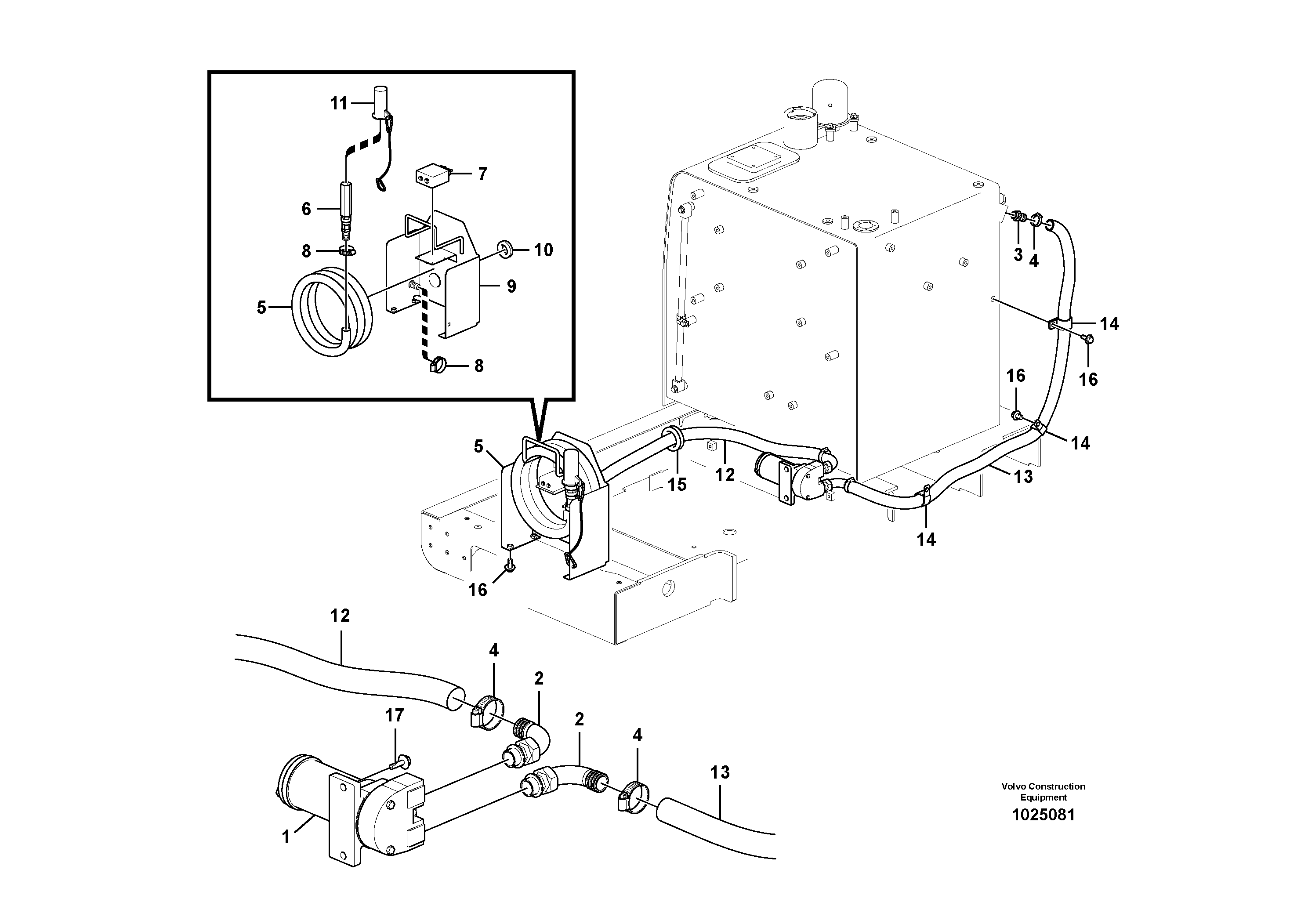 Схема запчастей Volvo FC2924C - 24861 Fuel filling pump with assembling details 