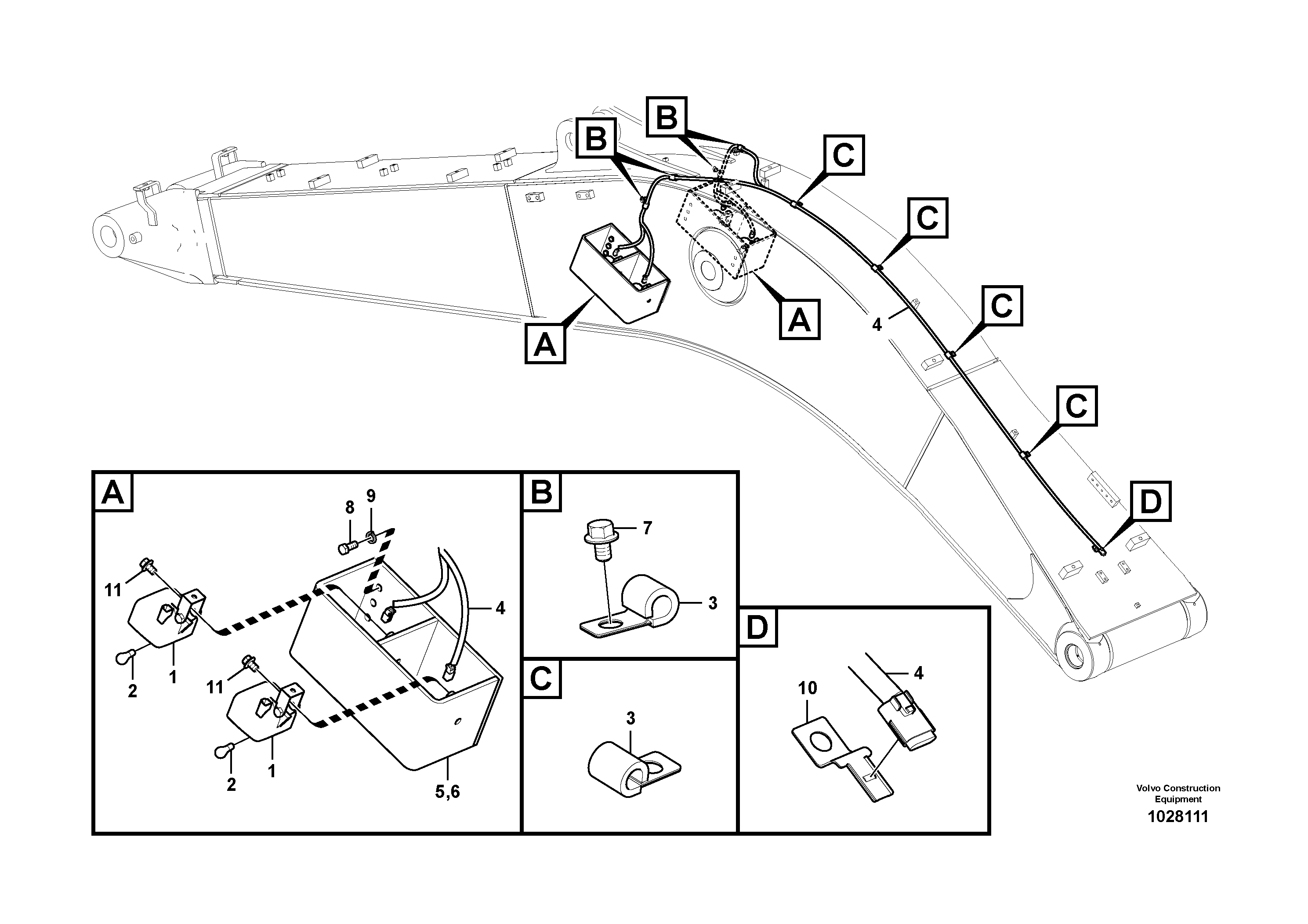 Схема запчастей Volvo FC2924C - 90077 Working lamp on boom 