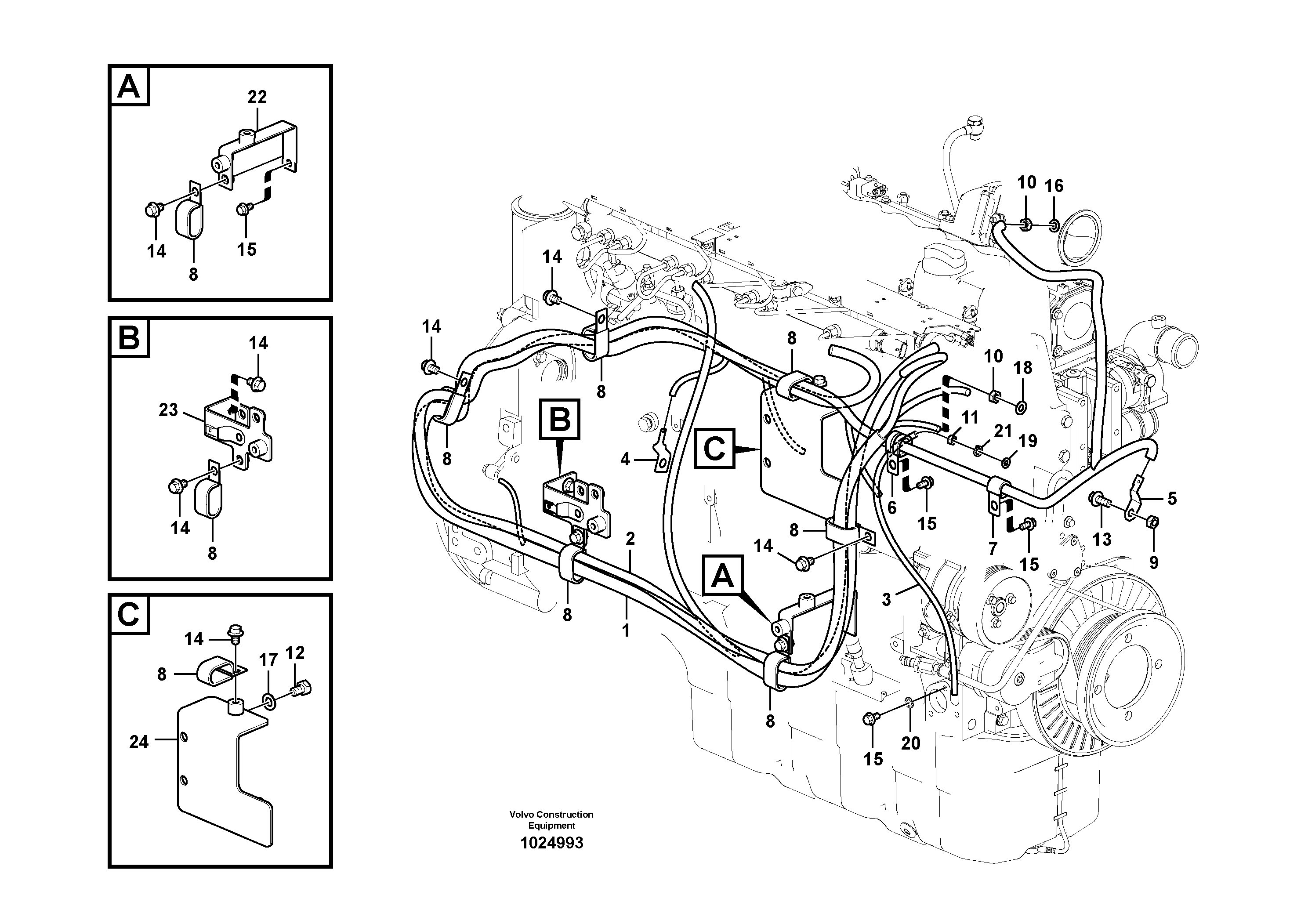 Схема запчастей Volvo FC2924C - 51020 Cable harness, engine 