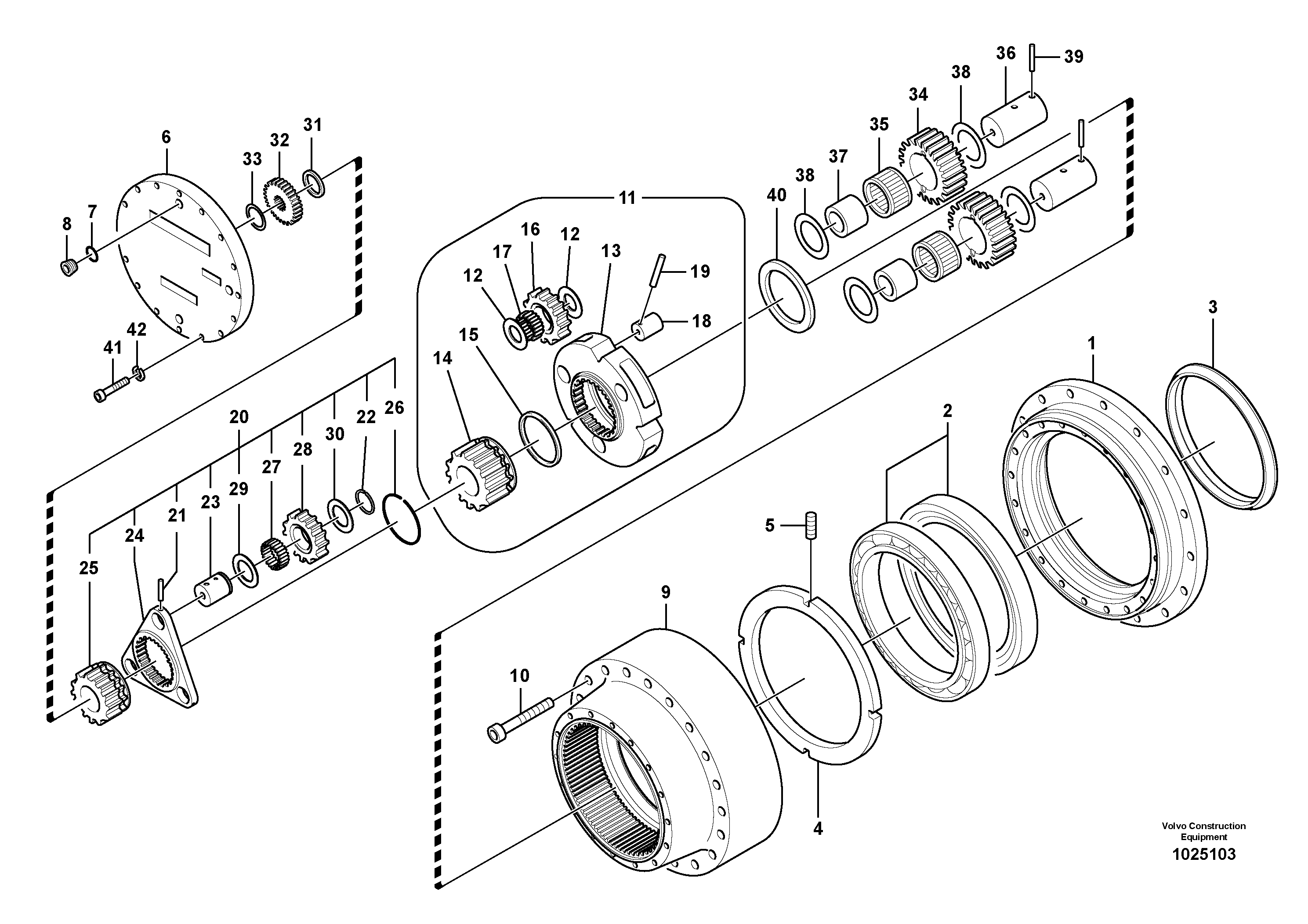 Схема запчастей Volvo FC2924C - 51649 Travel gearbox 