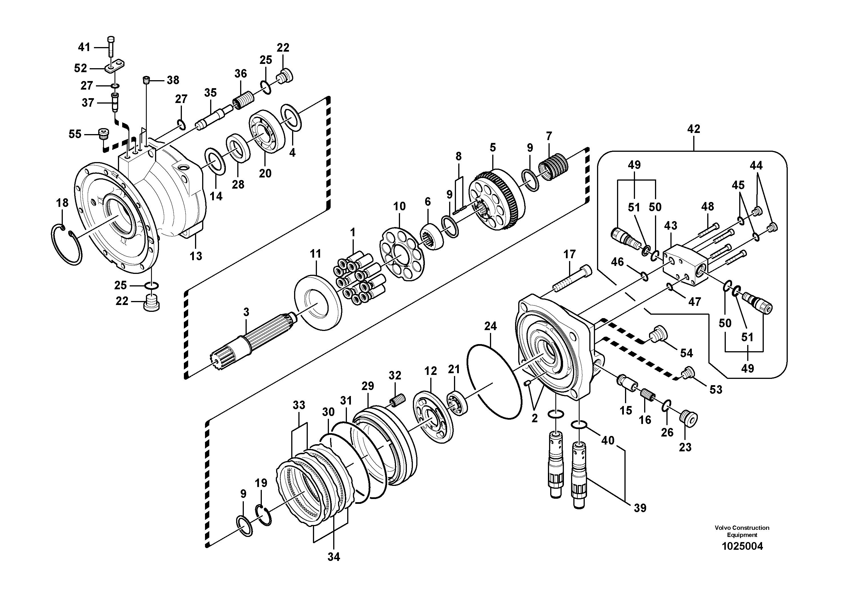 Схема запчастей Volvo FC2924C - 91624 Поворотный редуктор (Гидромотор поворота платформы) 