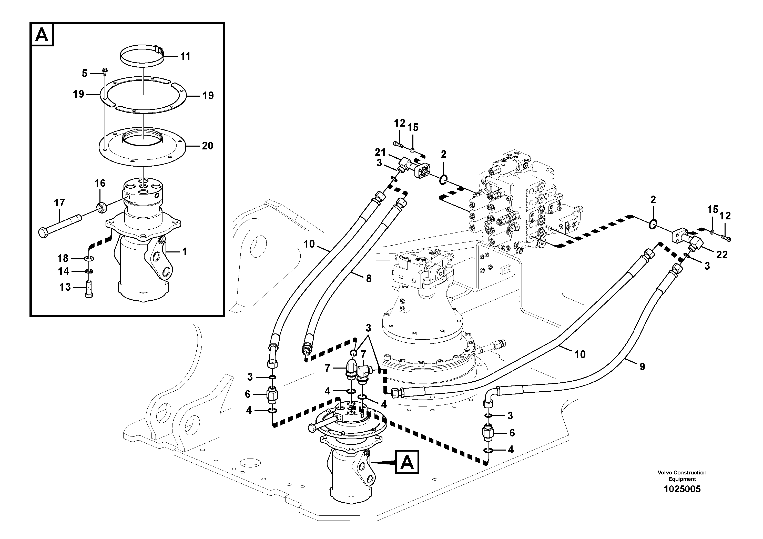 Схема запчастей Volvo FC2924C - 8760 Turning joint line, control valve to turning joint 