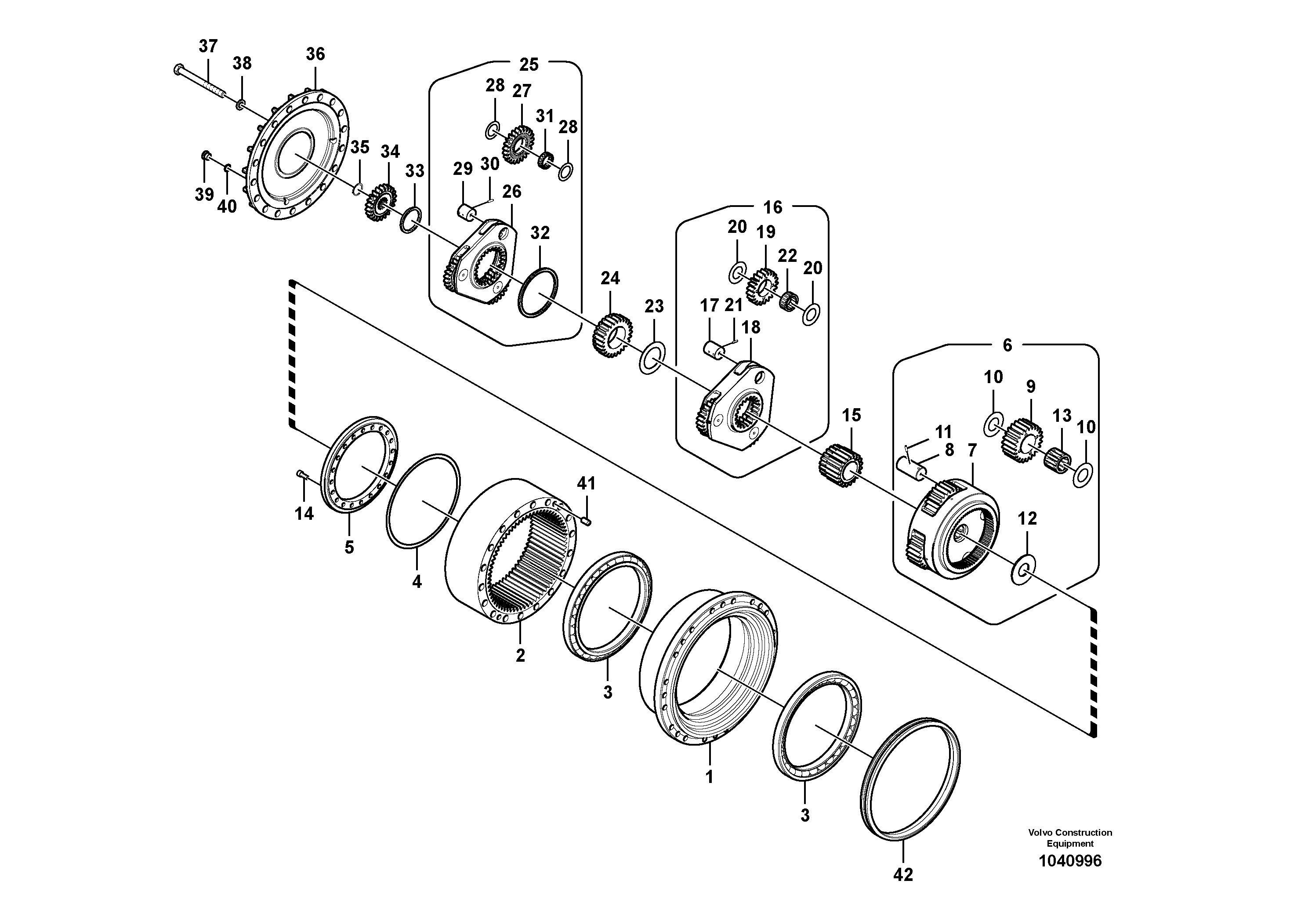 Схема запчастей Volvo FC3329C - 84491 Travel gearbox 