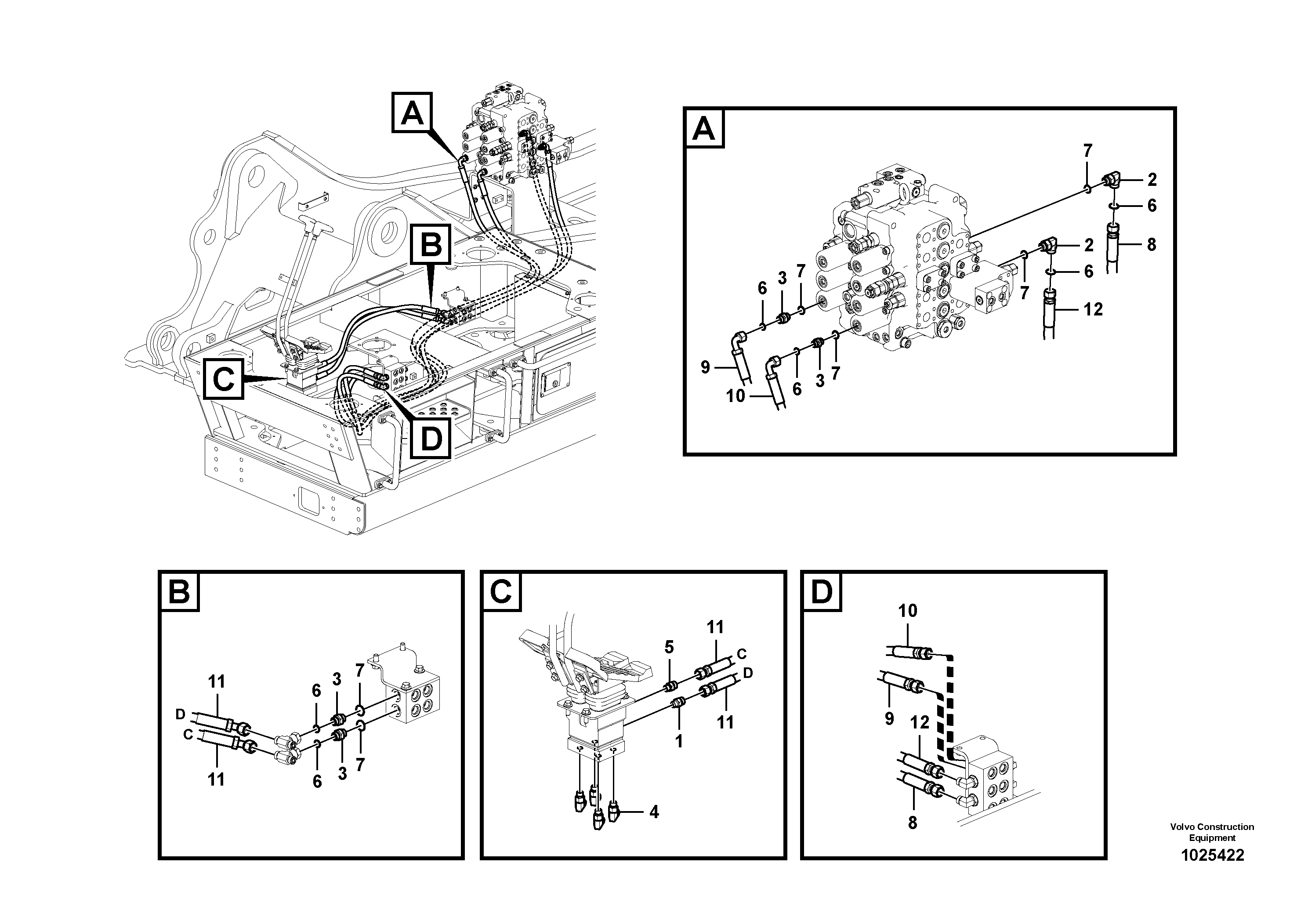 Схема запчастей Volvo FC3329C - 42332 Servo system, control valve to remote control valve pedal 