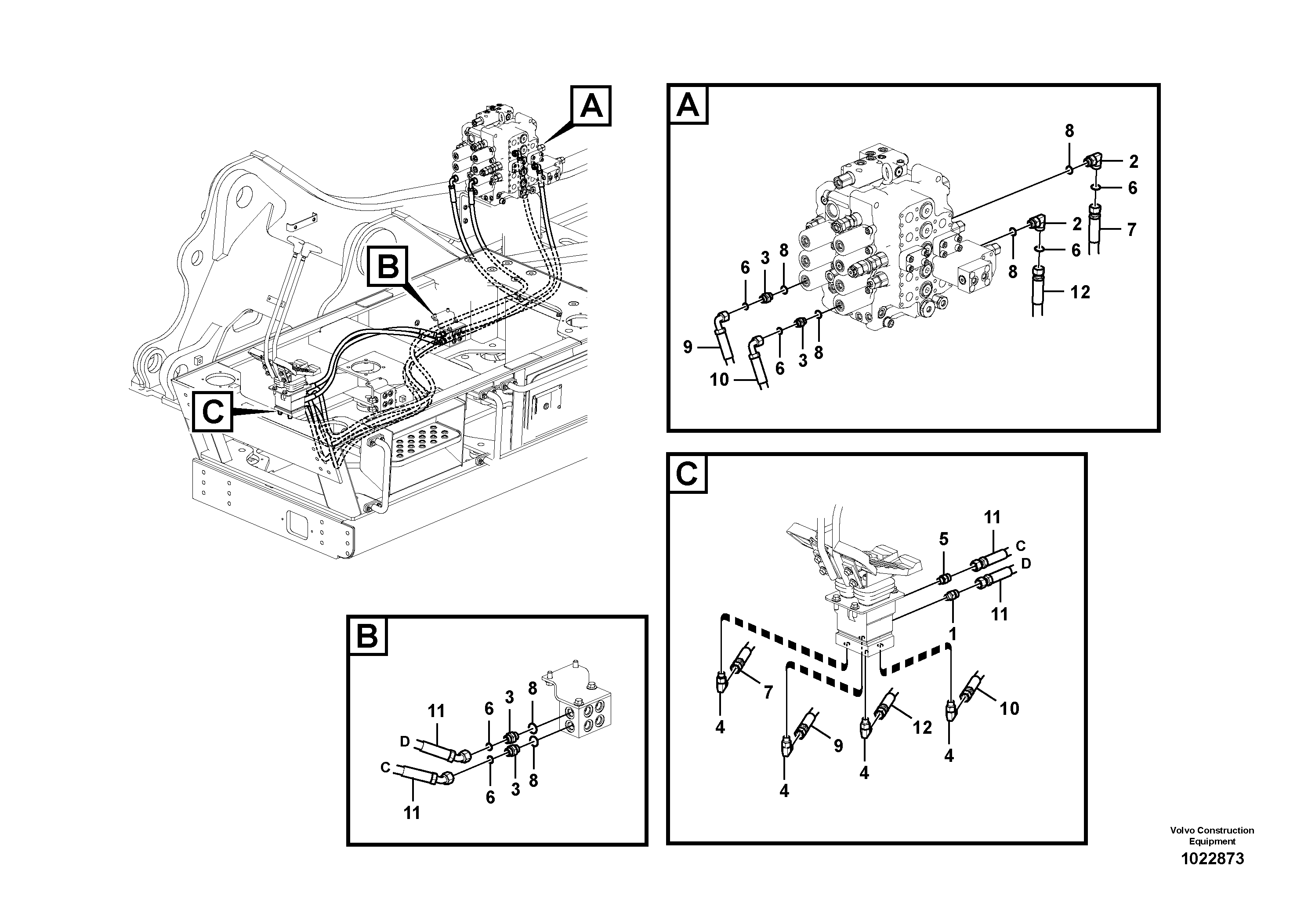 Схема запчастей Volvo FC3329C - 42333 Servo system, control valve to remote control valve pedal 