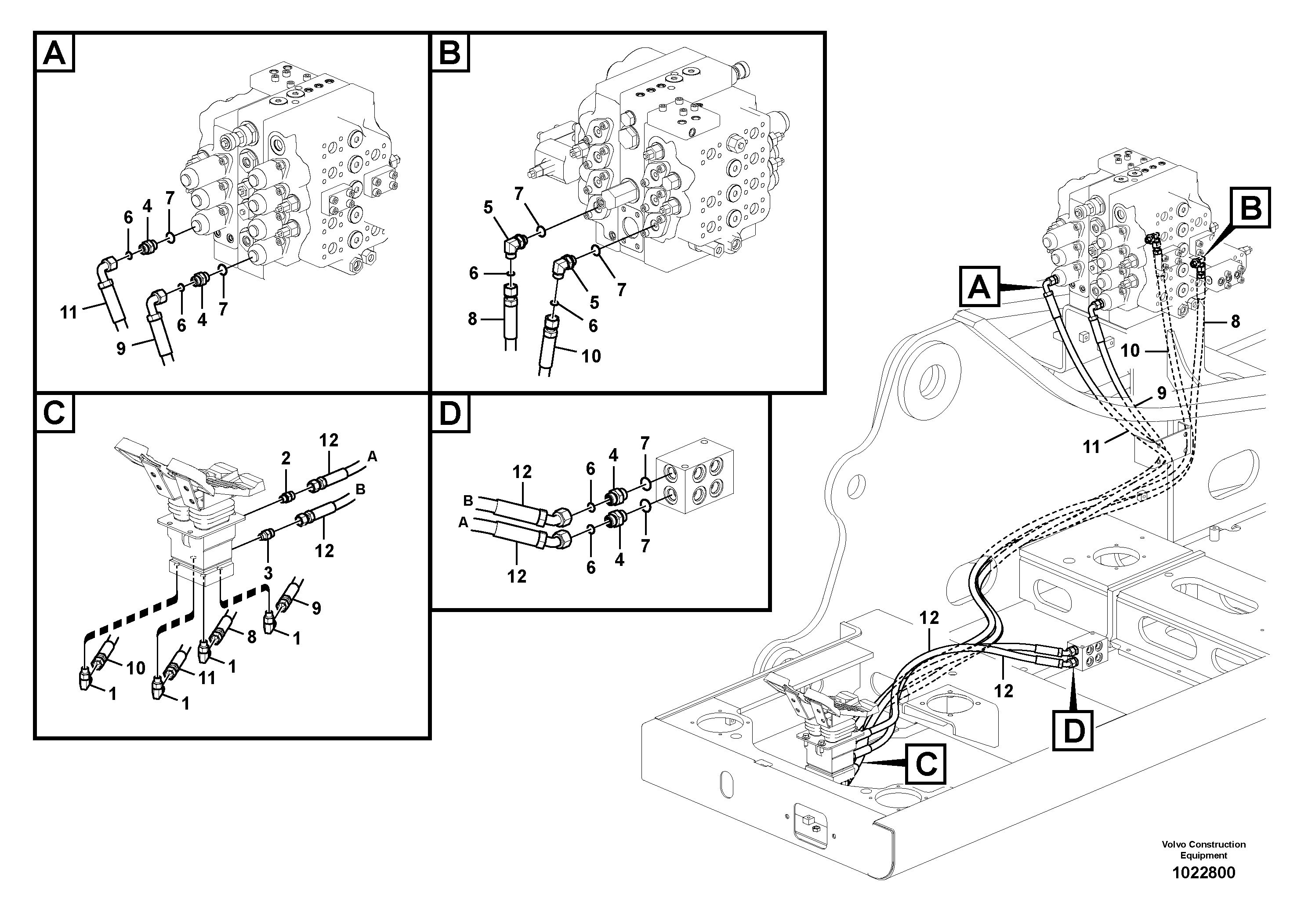 Схема запчастей Volvo FC3329C - 51022 Servo system, control valve to remote control valve pedal 