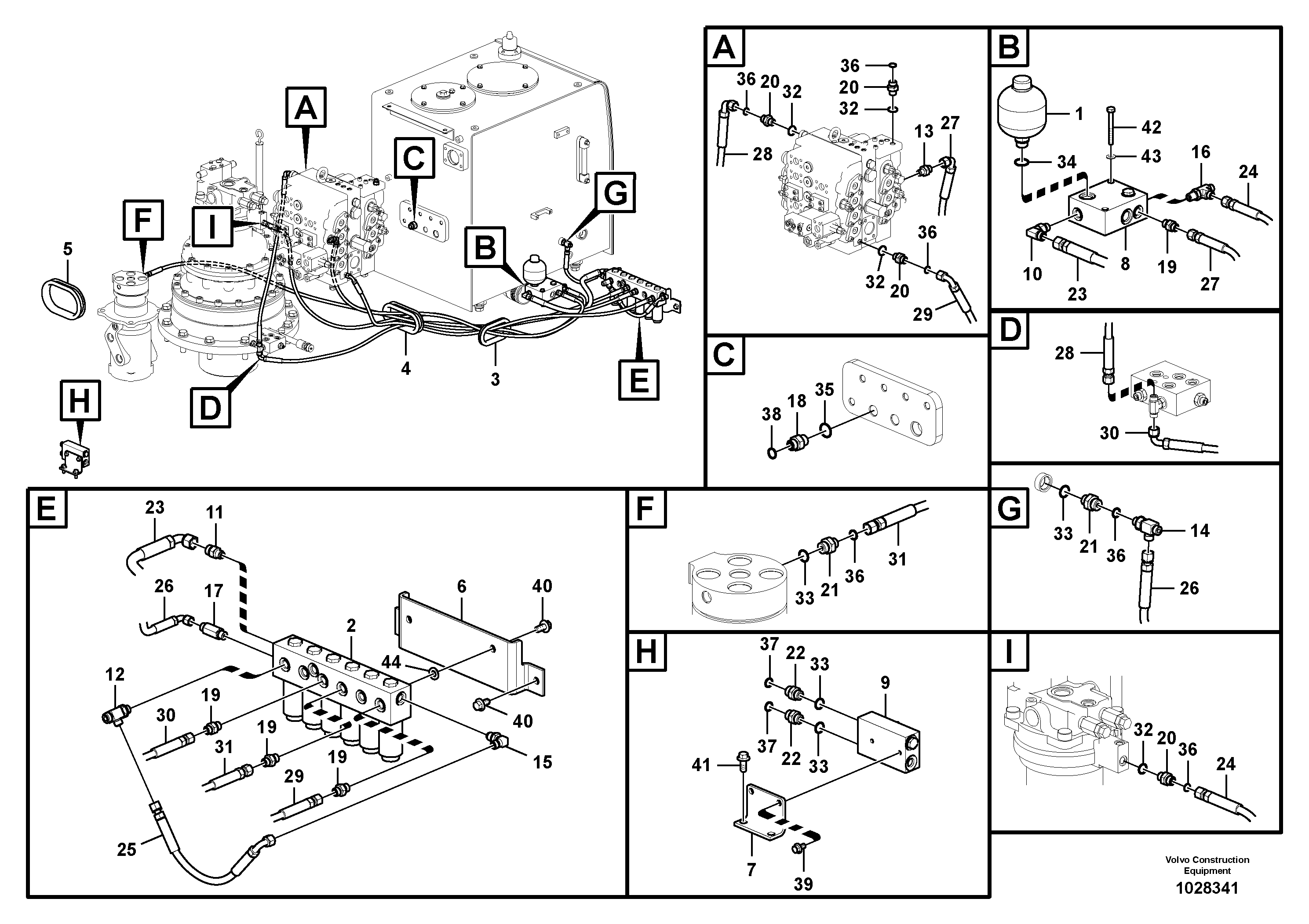 Схема запчастей Volvo FC3329C - 91619 Servo system, control valve to solenoid valve 