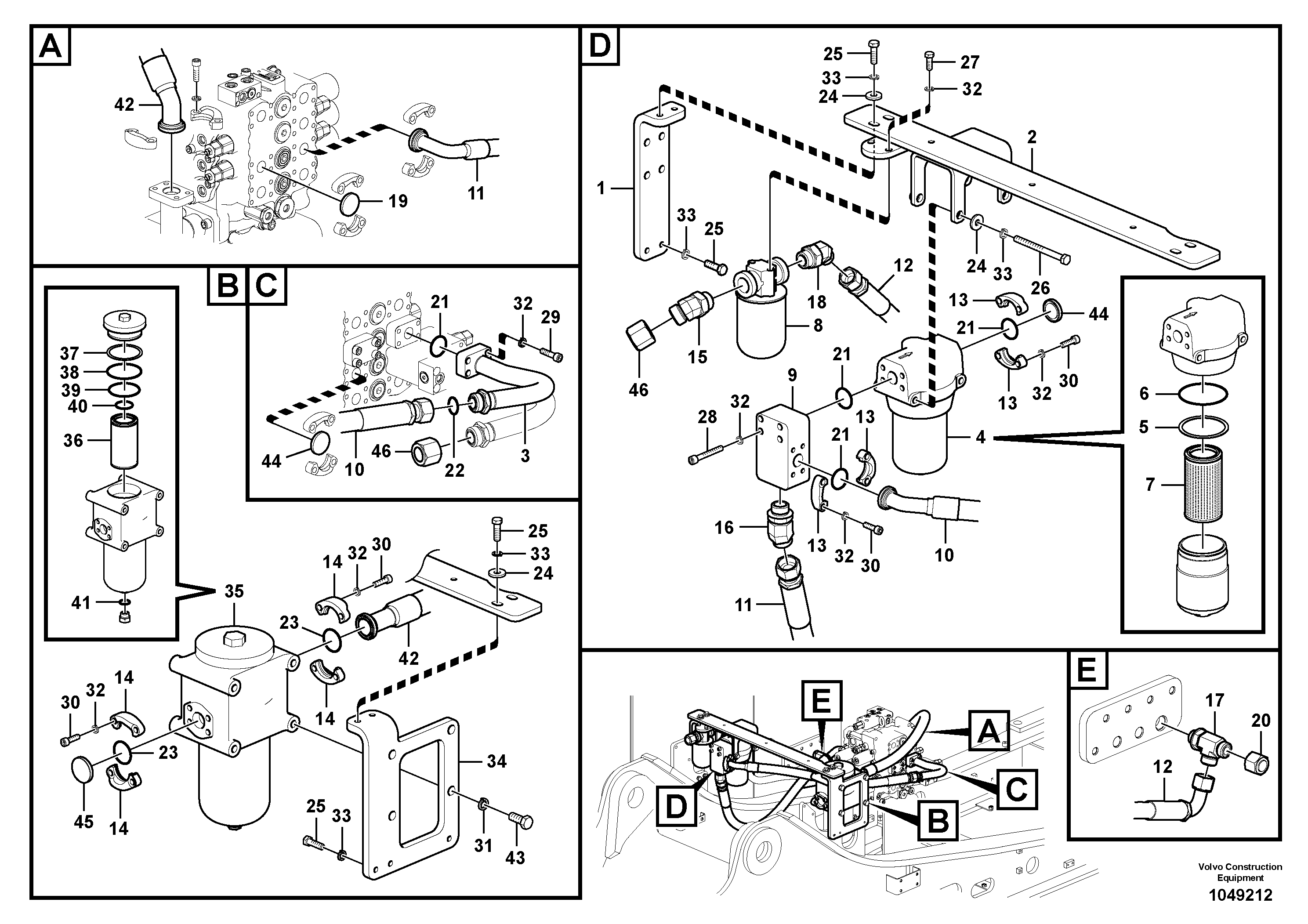 Схема запчастей Volvo FC3329C - 38380 Working hydraulic, hammer and shear for return filter 