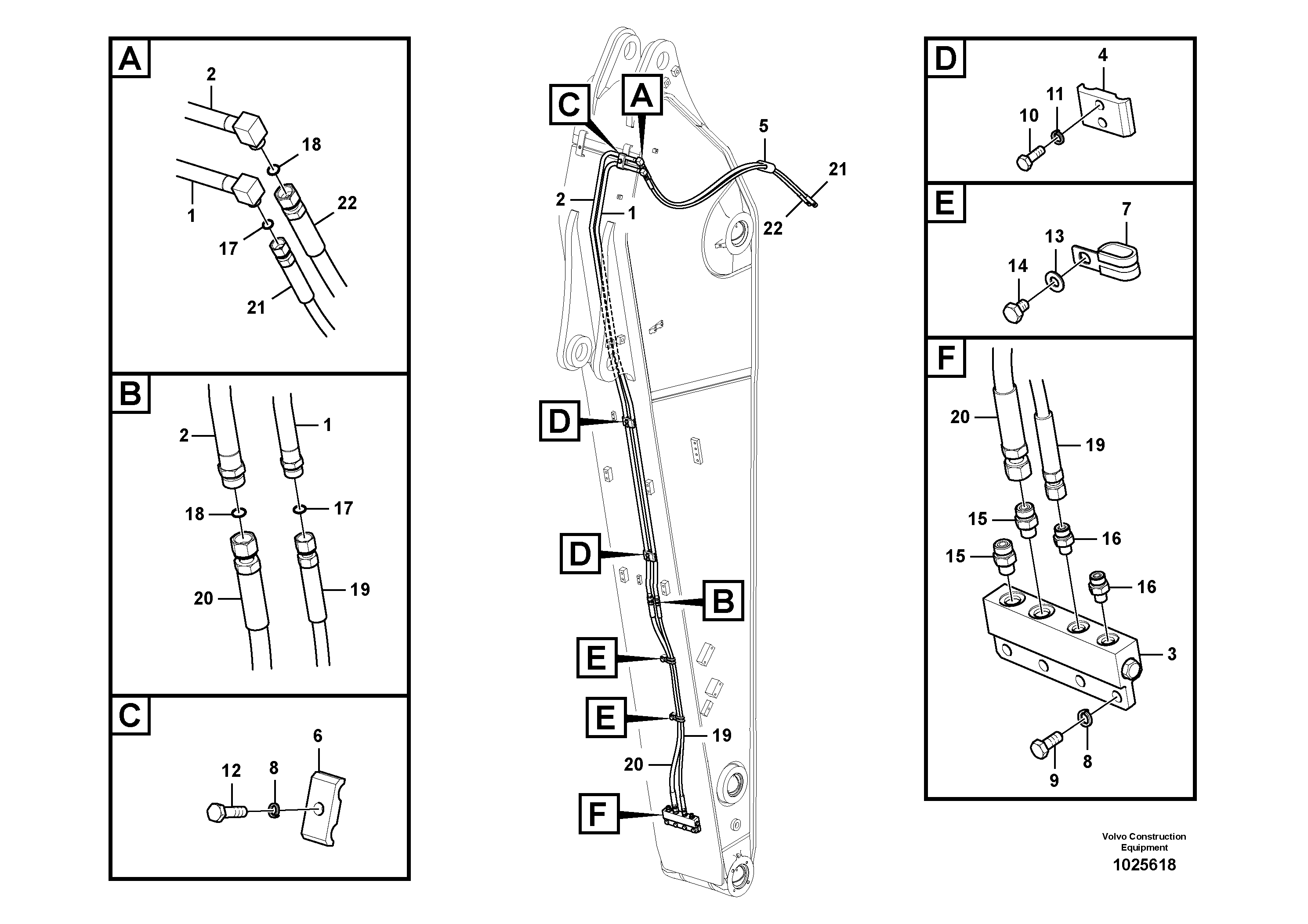 Схема запчастей Volvo FC3329C - 32277 Working hydraulic, quick fit on dipper arm 